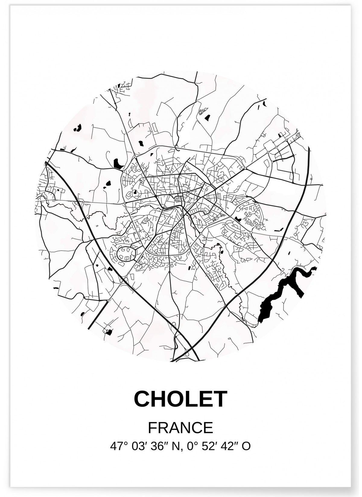 Affiche Carte Cholet - Format A3 - | Leroy Merlin
