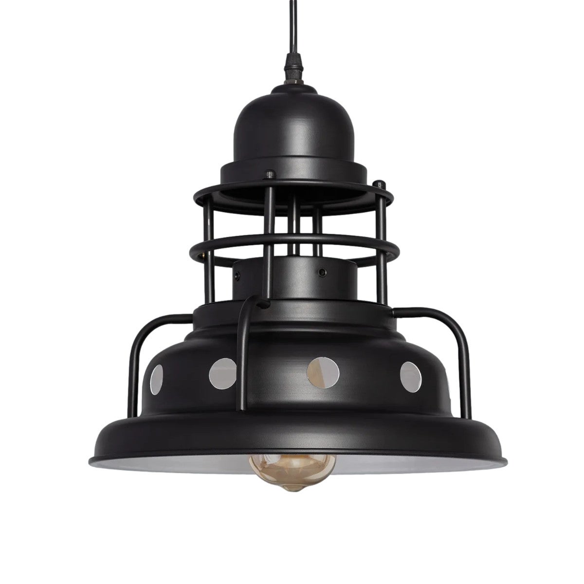 Lampa wisząca Retro czarno-biała 1xE27x12W retro wym: 200 x 30 x 30 cm metal Abruzzo