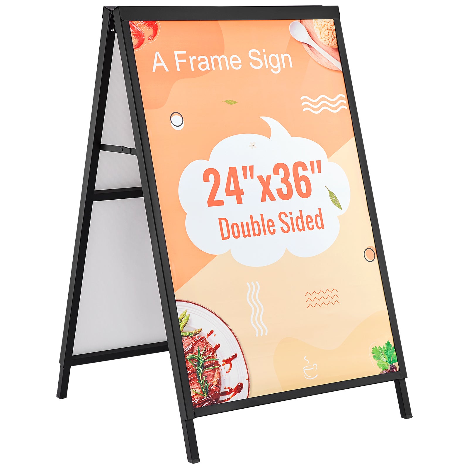 Tablica chodnikowa Szyld promenady 61 x 91 cm Stojak na plakaty Q235 Stalowy stojak na plakaty z ramą Znak reklamowy Znak chodnika dla restaurac VEVOR