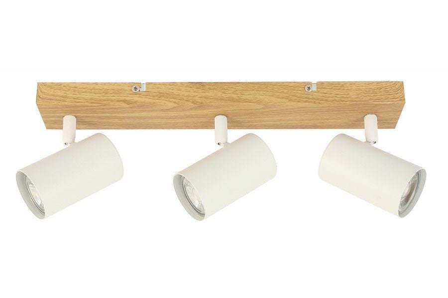 Lampa sufitowa wisząca Quentin jasne drewno-biała 3xGU10x15W wym: 12 x 46 x 6 cm metal Reality