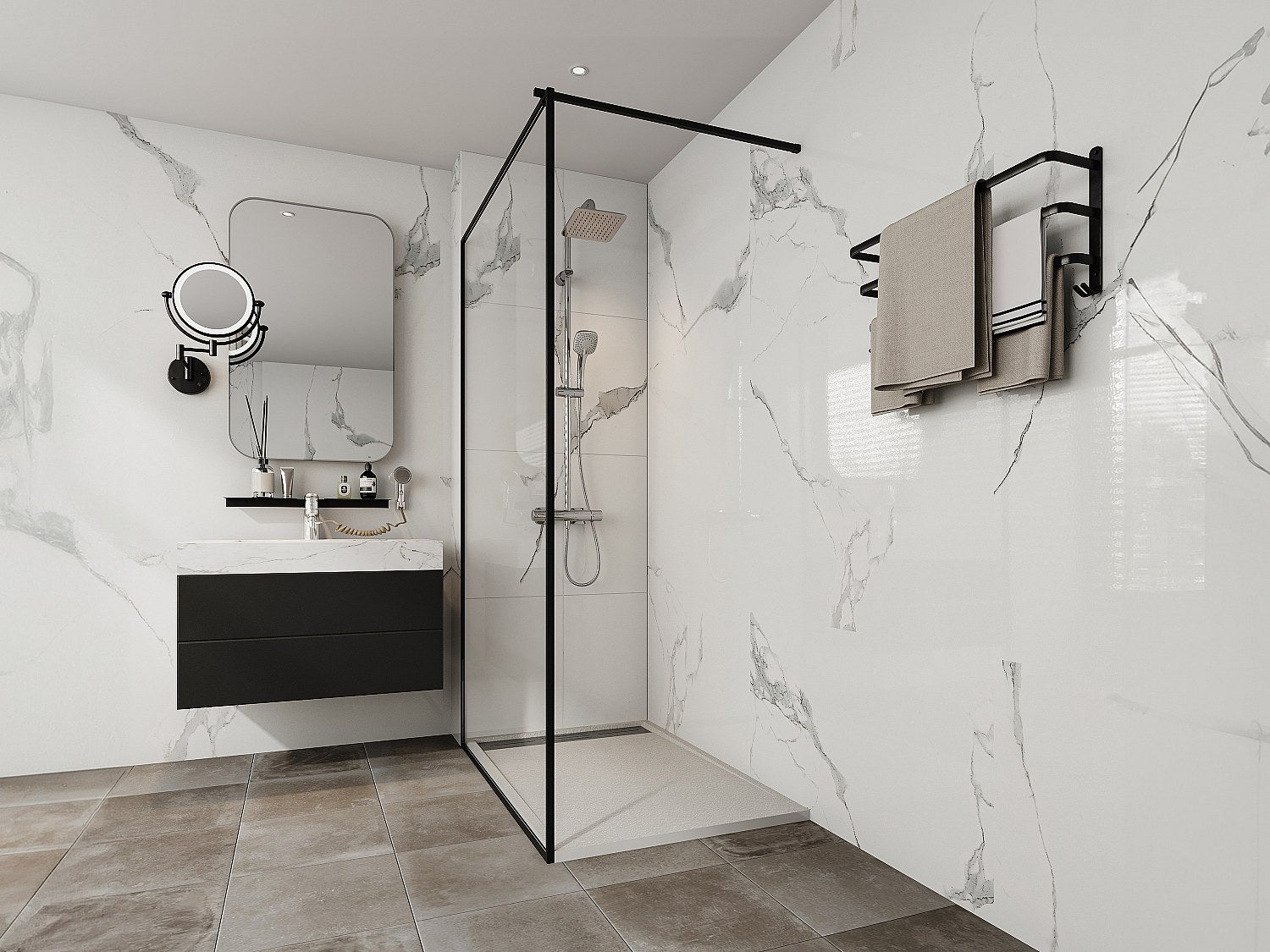 Brodzik posadzkowy lub wpuszczany w posadzkę z żywicy - Biały - 120 x 80 cm - LYROSA