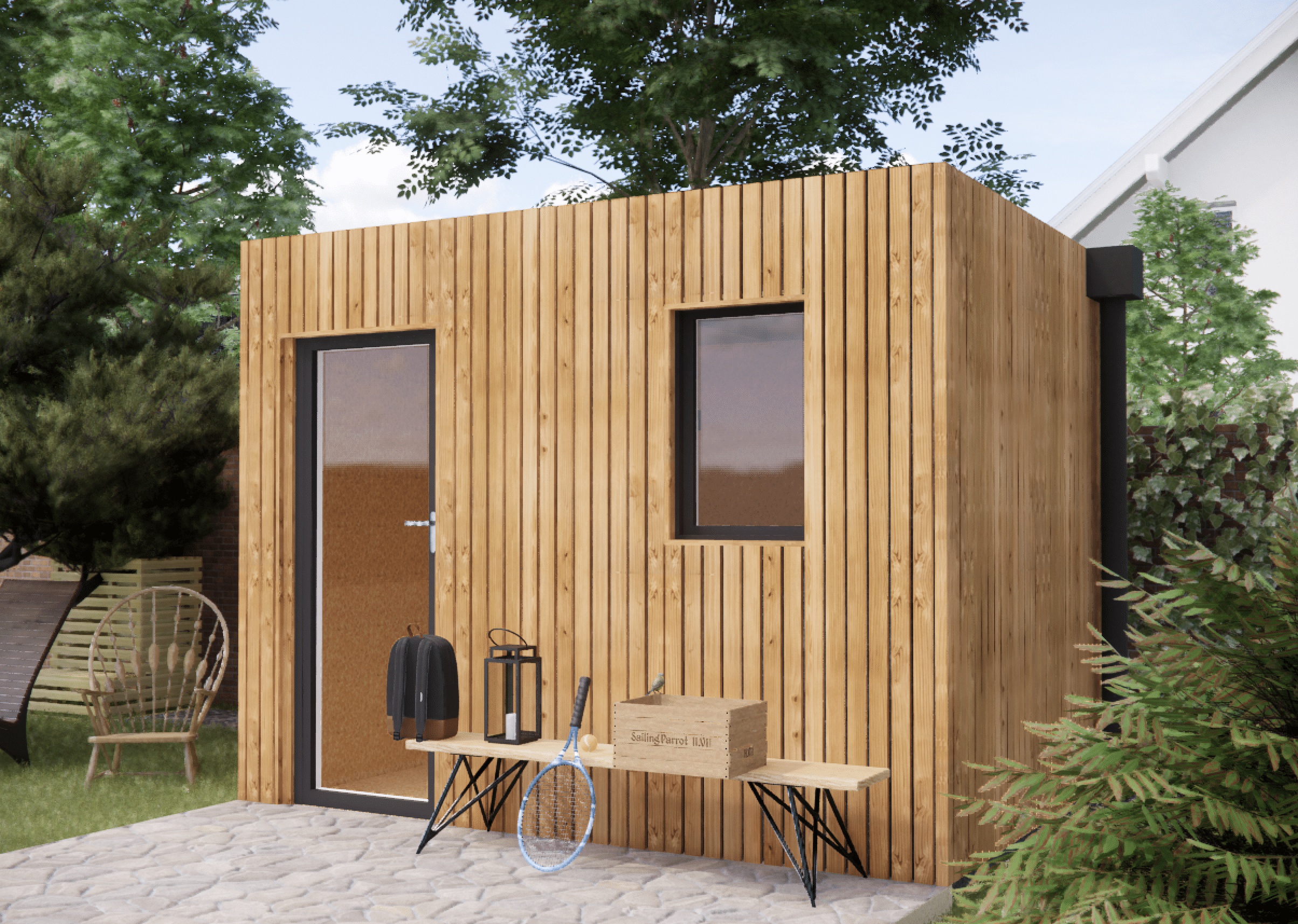 Extension maison en bois en bois 3,3 x 2,4 x 2,7 m / menuiseries alu k-line - 6