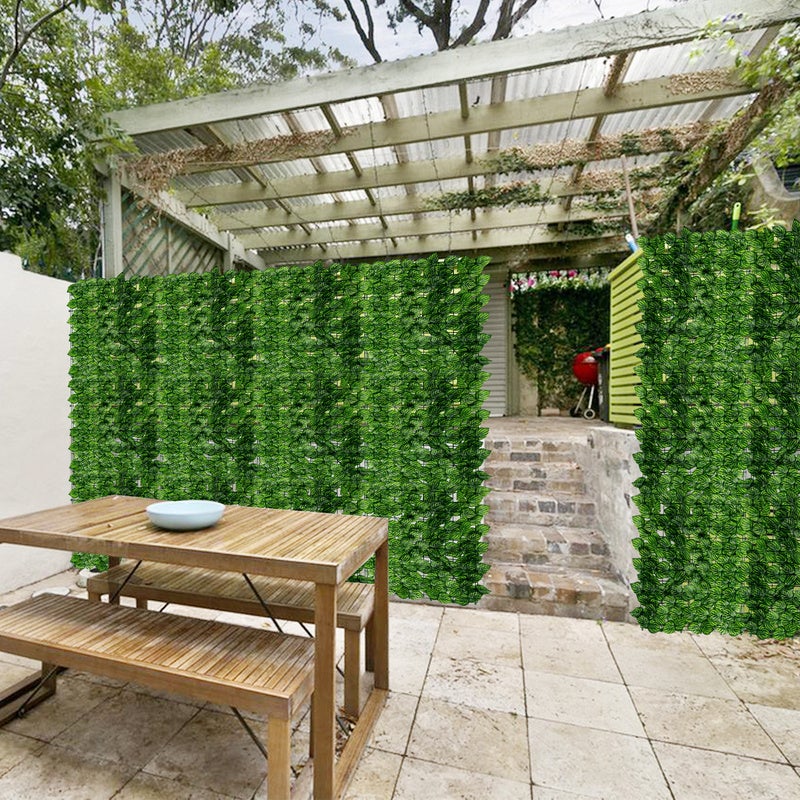Siepe artificiale, 100 x 300 CM Schermo anti-UV, Fogliame artificiale Recinzione vegetale Fogliame realistico,decorazione giardino esterno,verde - 9