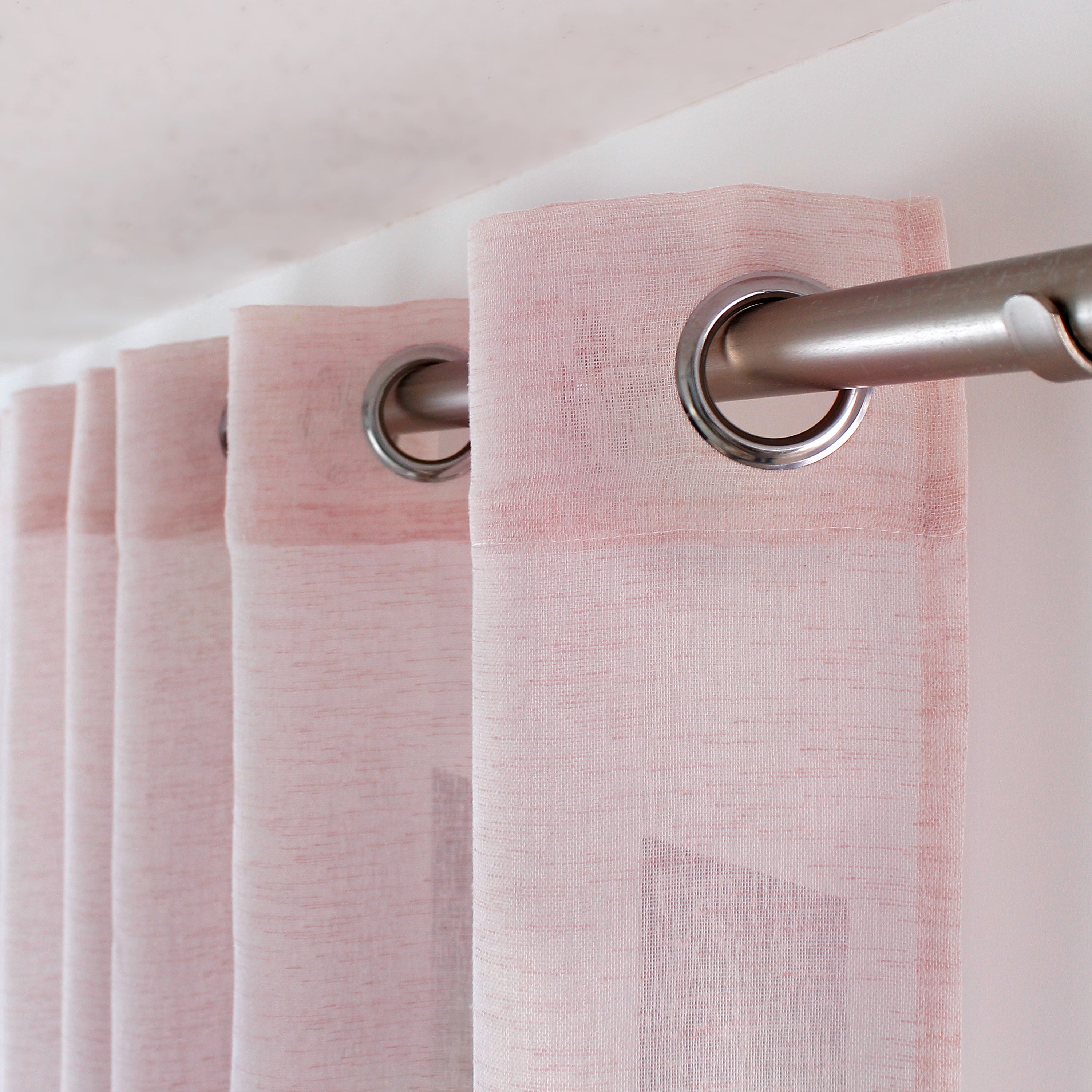 Lot de 2 Voilages à Œillets, 140x240cm, Vieux Rose, Effet Lin, Collection Maya, CMADECO - 2