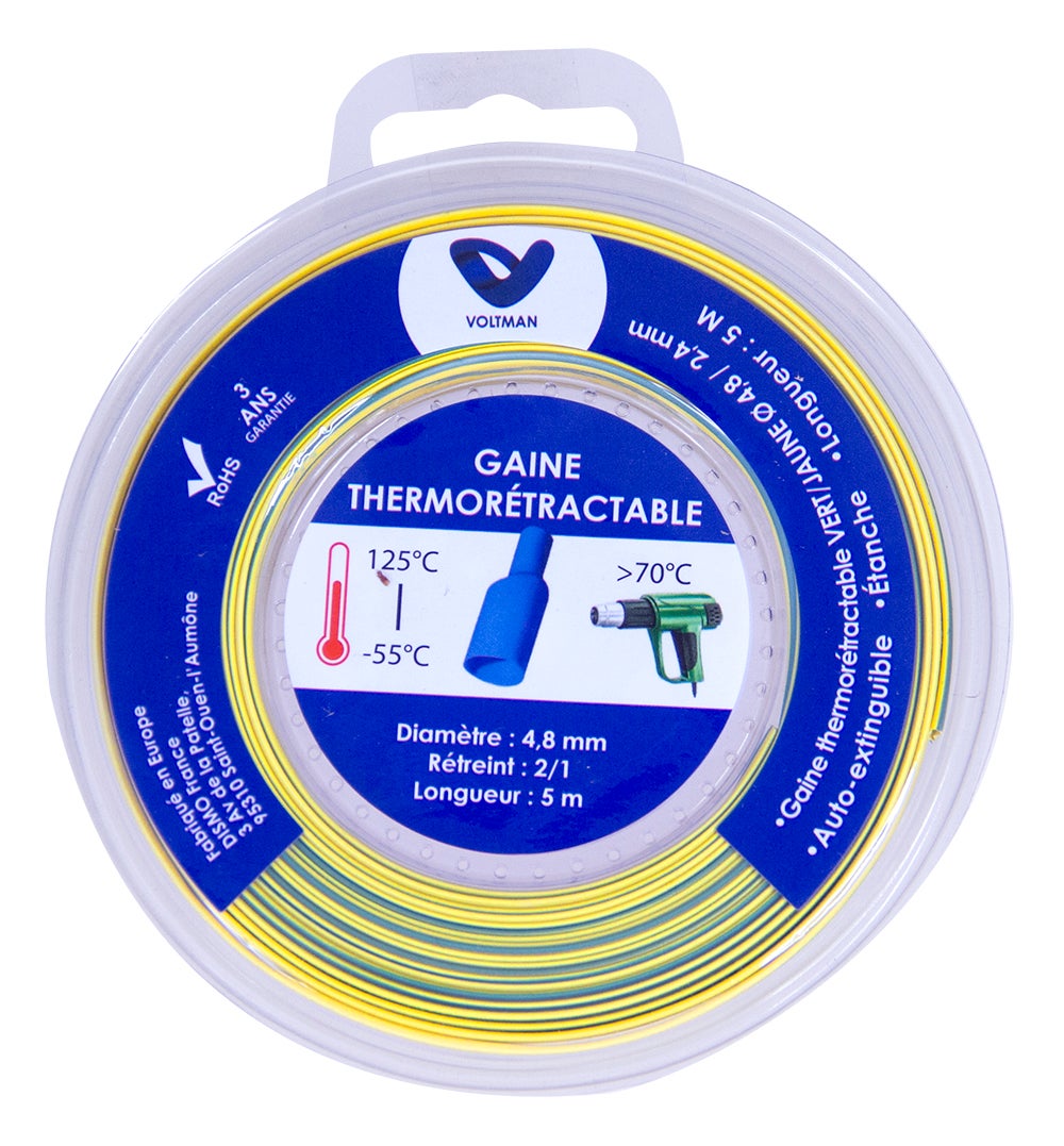 Gaine Thermo-rétractable Jaune - 5 Mètres De Long, Diamètre 2 Mm - Pour Isolation électrique - Marque WOER