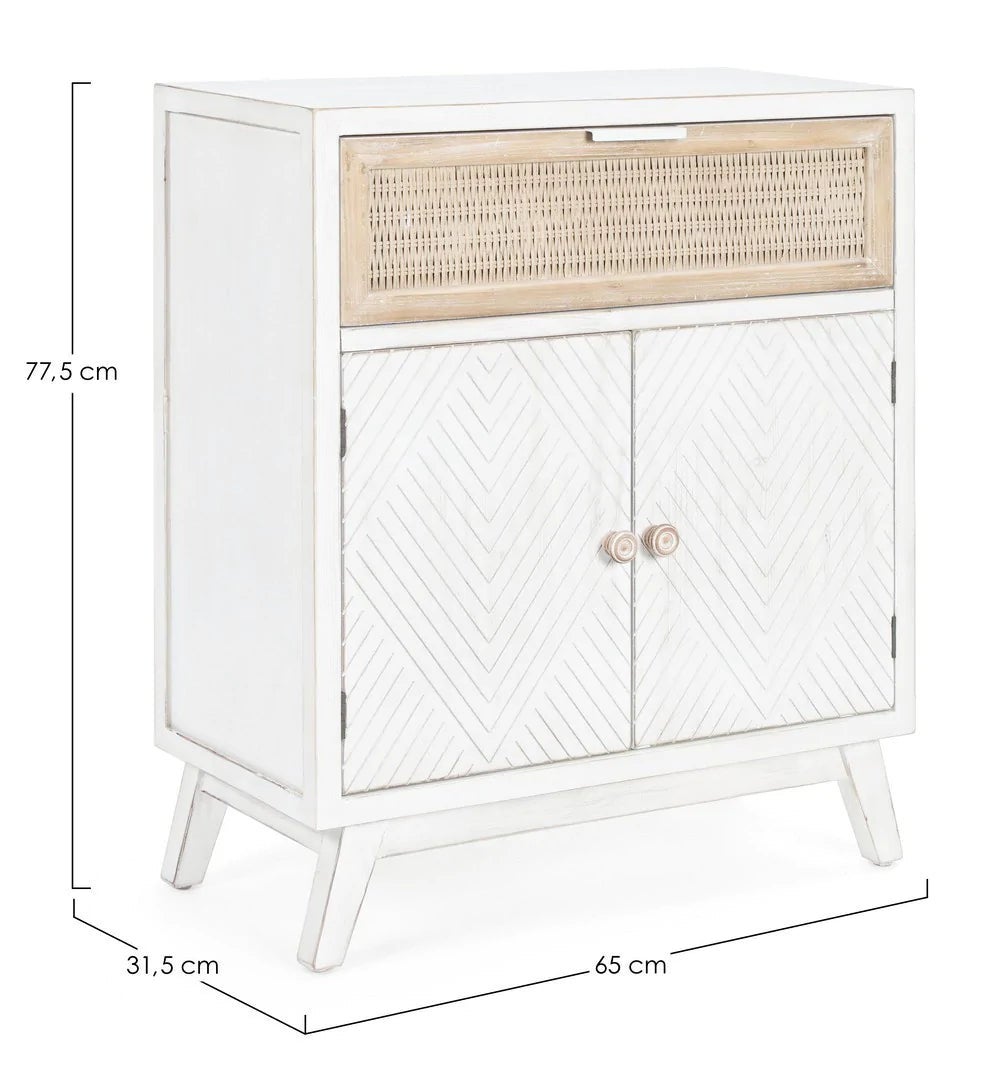 Buffet avec deux portes et un tiroir Blanc CLOTILDE 65x31,5x h77,5 cm - 2