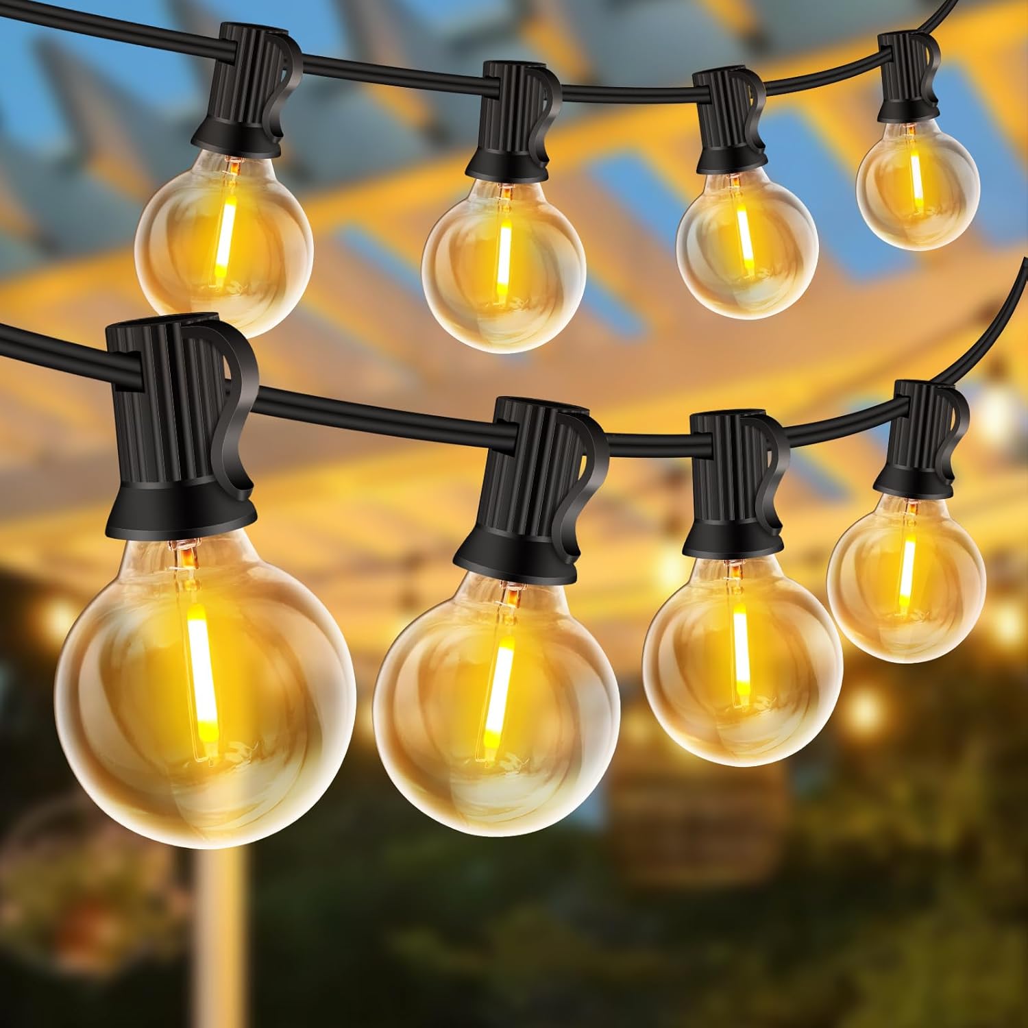 18-metrowy łańcuch świetlny zasilany energią słoneczną, 30+1 żarówek, wodoodporny i odporny na stłuczenie, do ogrodu, domu, na imprezę i festiwal