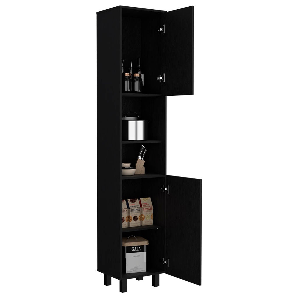 Despensa de cocina Hobart en melamina con 2 puertas y 5 estantes , 202 X 40 X 34.5 cm , Negro - 7