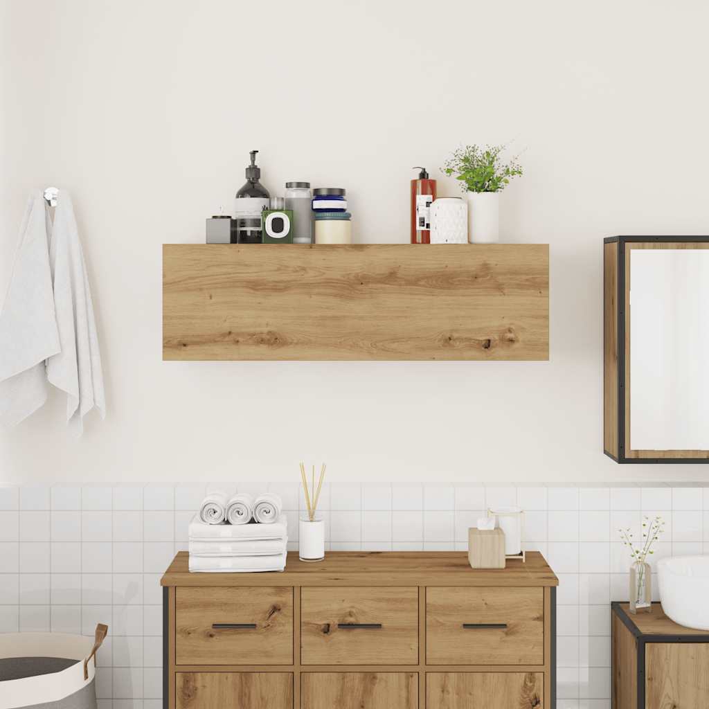 Pensile da bagno in rovere realizzato a mano in legno ingegnerizzato - 3