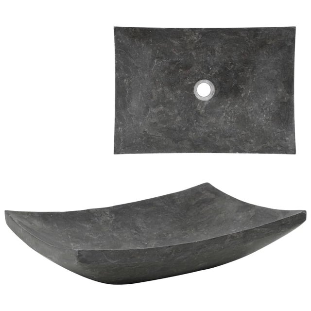 Umywalka, 50 x 35 x 12 cm, marmurowa, czarna vidaXL