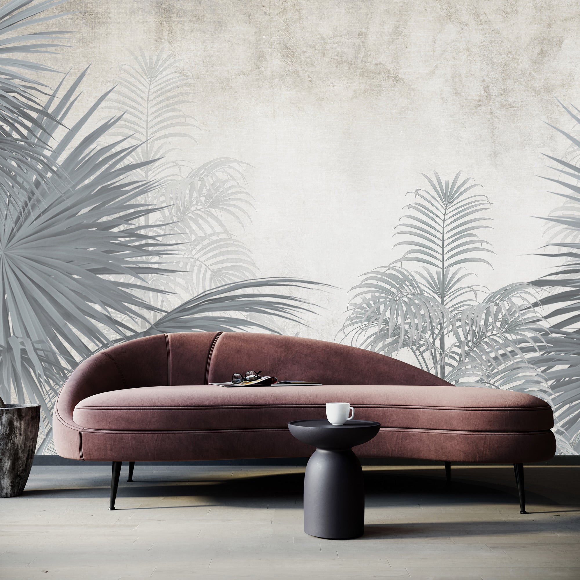 Vlieseline Papier Peint Photo PLANTES Tropicales Béton Pour Salon 135cm x 90cm - 4
