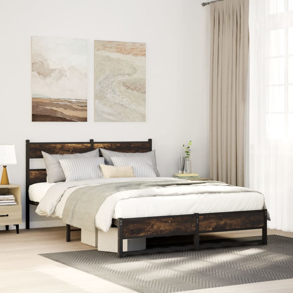 Łóżko Metalowe Czarne Rama łóżka Ze Stelażem Łóżko Do Sypialni Pokoju 150x200 cm