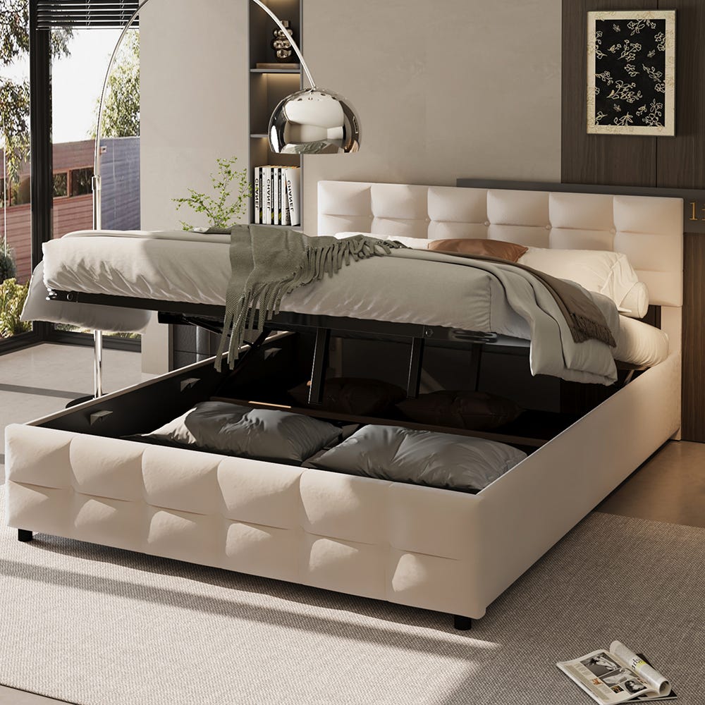 Wyibwy Letto imbottito 180 x 200 cm, letto matrimoniale con con 4 cassetti e porta USB Tipo-C, in tessuto di lino,Testata imbottita con finiture dorate, per adulti e Bambini, Senza materasso,beige Wyibwy Letto imbottito 180 x 200 cm, letto matrimoniale con con 4 cassetti e porta USB Tipo-C, in tessuto di lino,Testata imbottita con finiture dorate, per adulti e Bambini, Senza materasso,beige