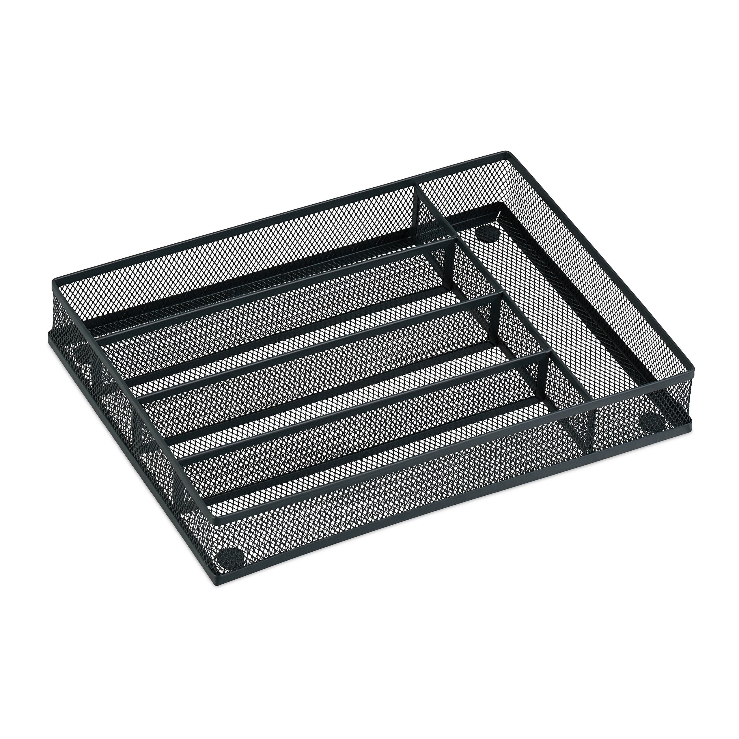 Portaposate per cassetto, vassoio per posate, AxLxP: 5x23,5x32 cm, 5 scomparti, cucina, in acciaio, antracite, Relaxdays - 8