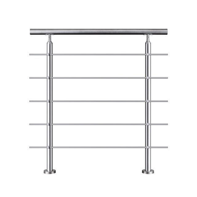 Garde-corps avec main courante, 100cm, en acier inoxydable 304, garde-corps avec 5 traverses, pour intérieur et extérieur