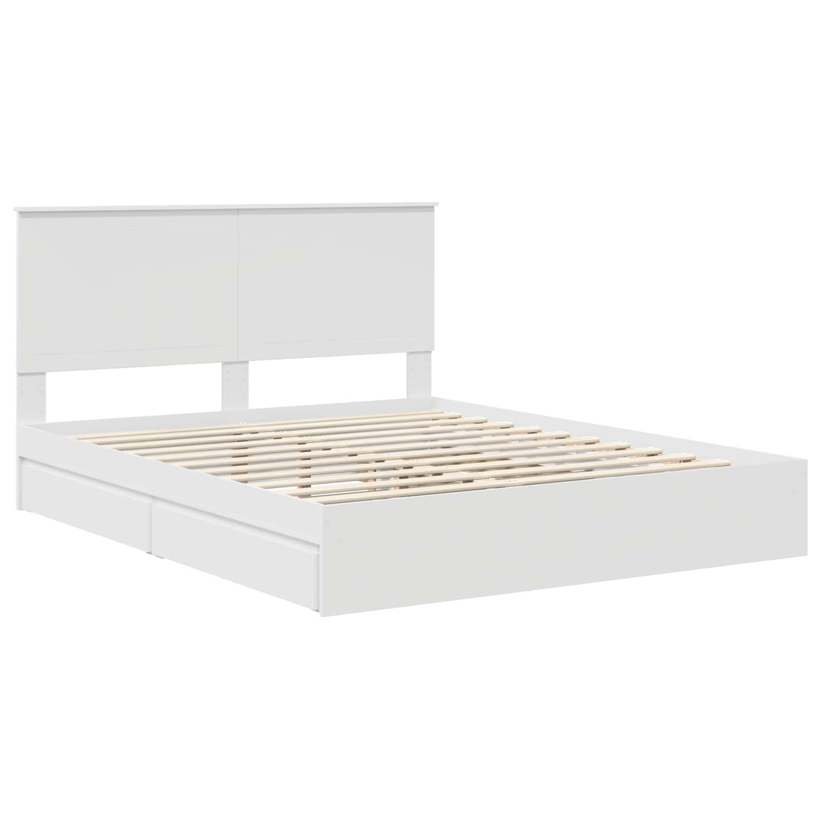 Lit avec rangement, blanc, en panneau de bois, pour la chambre, 160 × 200 cm - 4