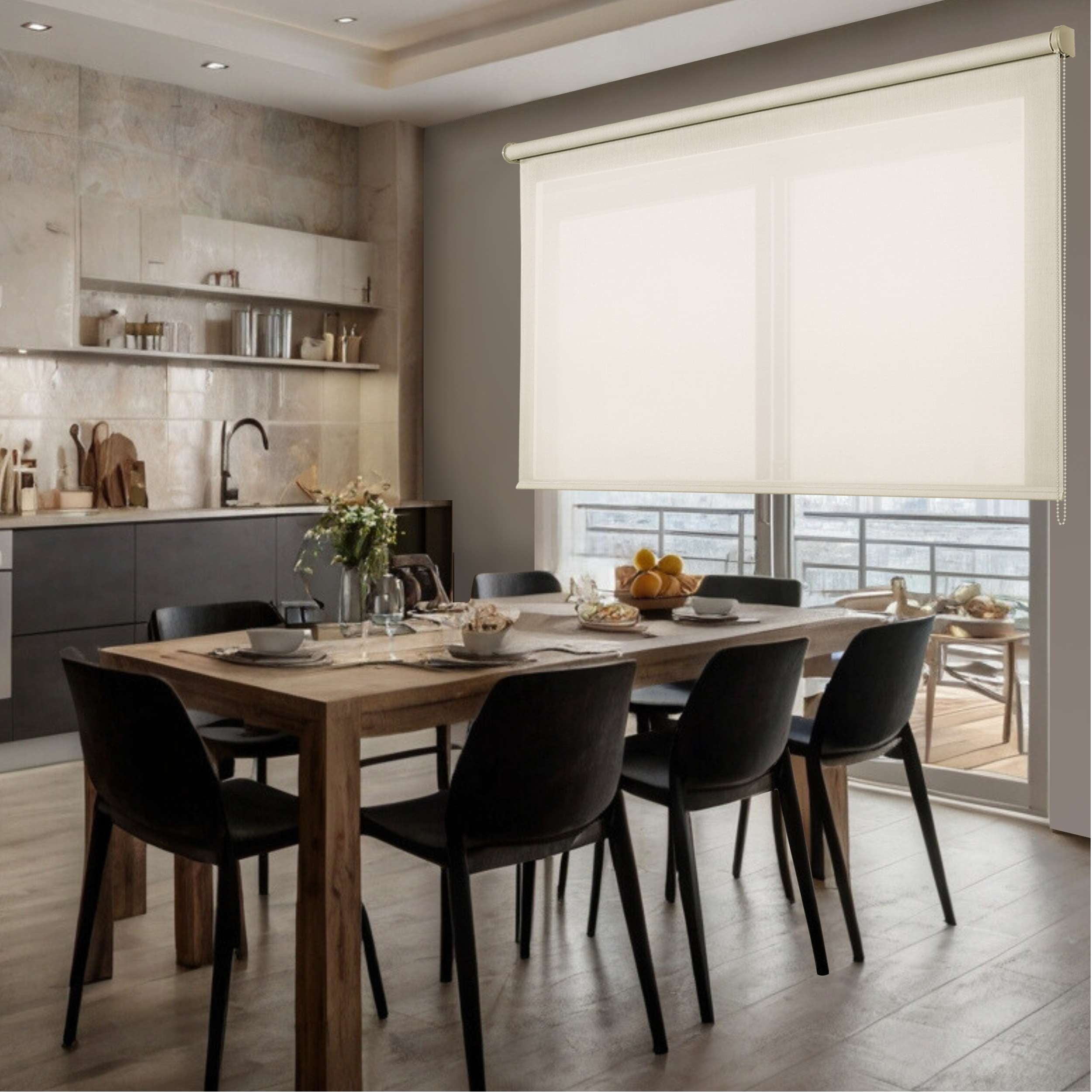 Estor Estor de Rolo Screen Premium Tecido Técnico de Alta Qualidade - Acabamentos em Alumínio e Tubo Reforçado de 38 mm Estor Beige 160x180 cm - 2