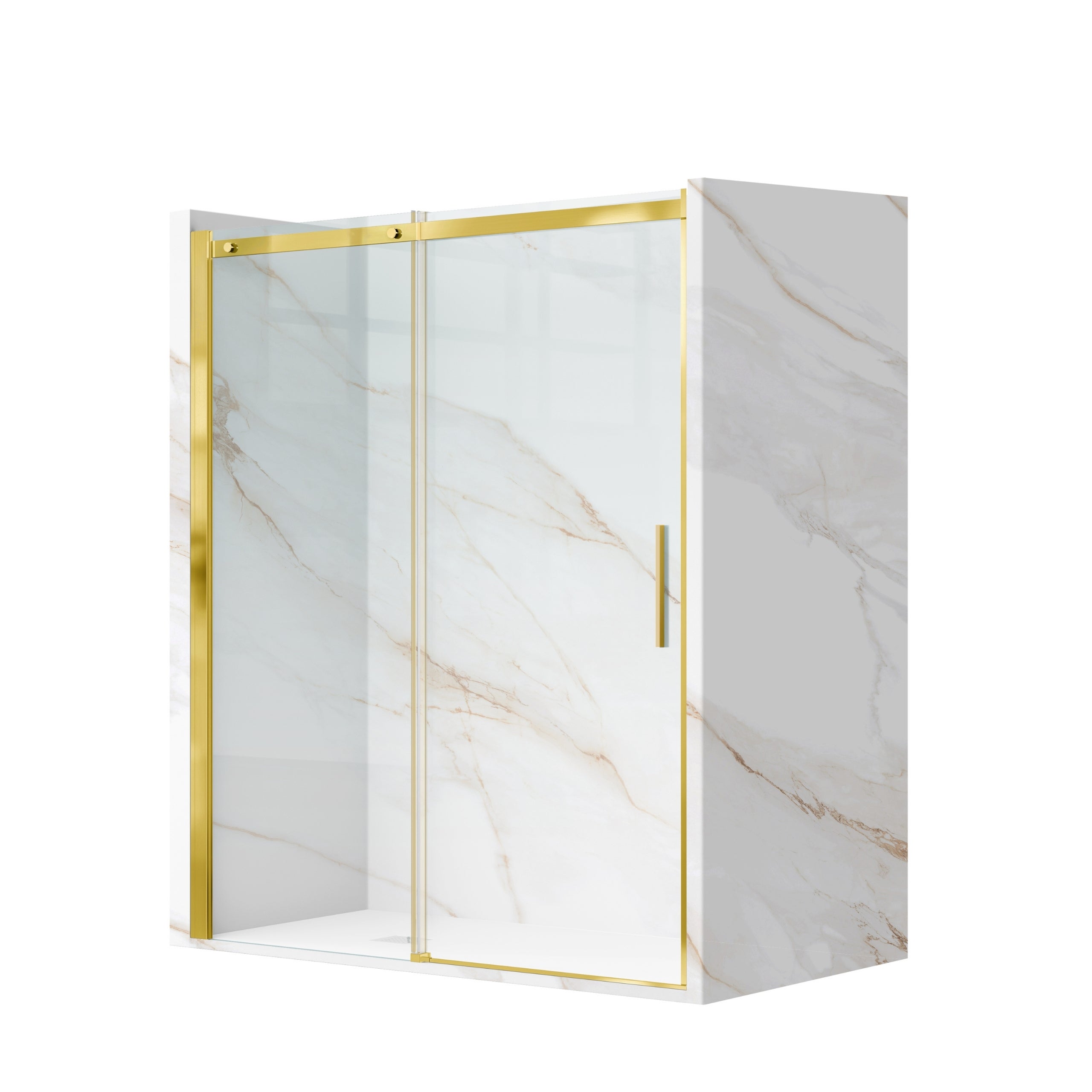 BALNEO Drzwi prysznicowe rozsuwane Porta - transparentna złota 110x195 cm szkło hartowane 6 mm Aluminium Hydrofobowa powłoka Easy Clean