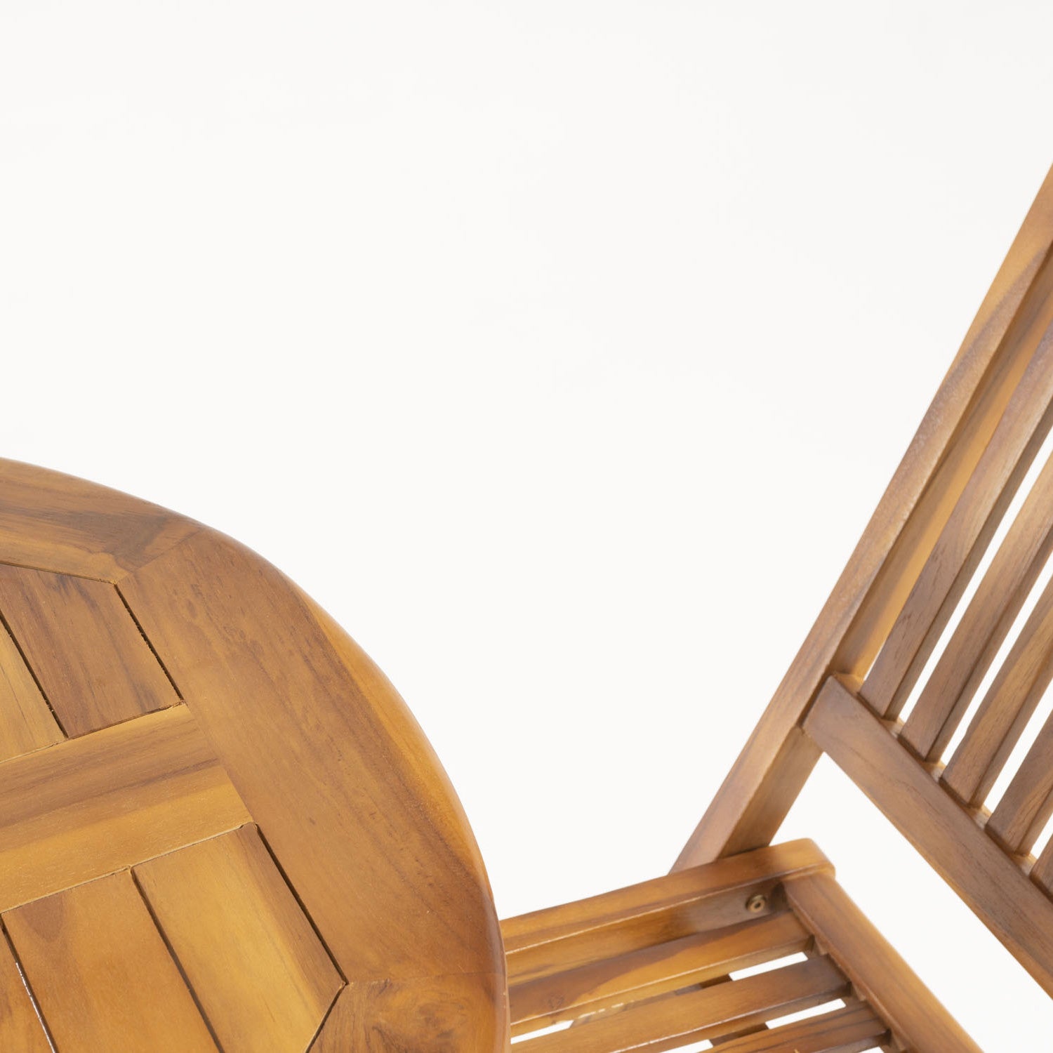 Conjunto de exterior de 2 sillas plegables y mesa de teca maciza de 80 cm - 5