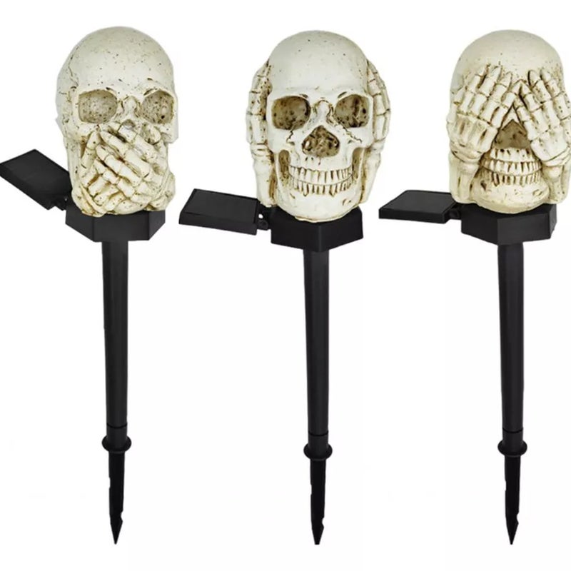 Dekoracje halloweenowe na zewnątrz lampa solarna w kształcie czaszki halloweenowej wodoszczelne solarne lampy dekoracyjne na Halloween zestaw szt