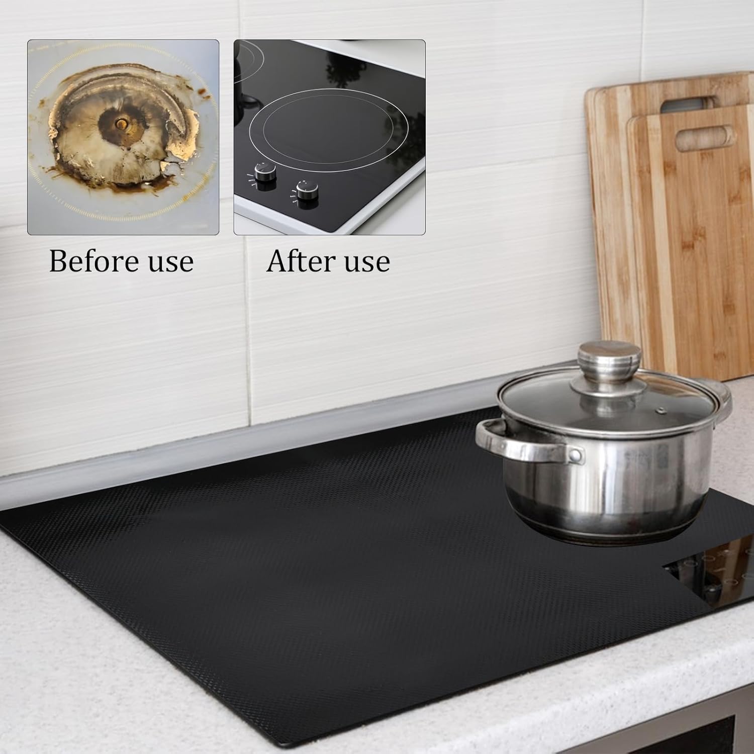 40x60cm Tapis de Protection Plaque Induction Anti Dérapant Résistant à la Chaleur en Silicone Tapis Induction Cooktop Induction Tapis pour Plaque - 5