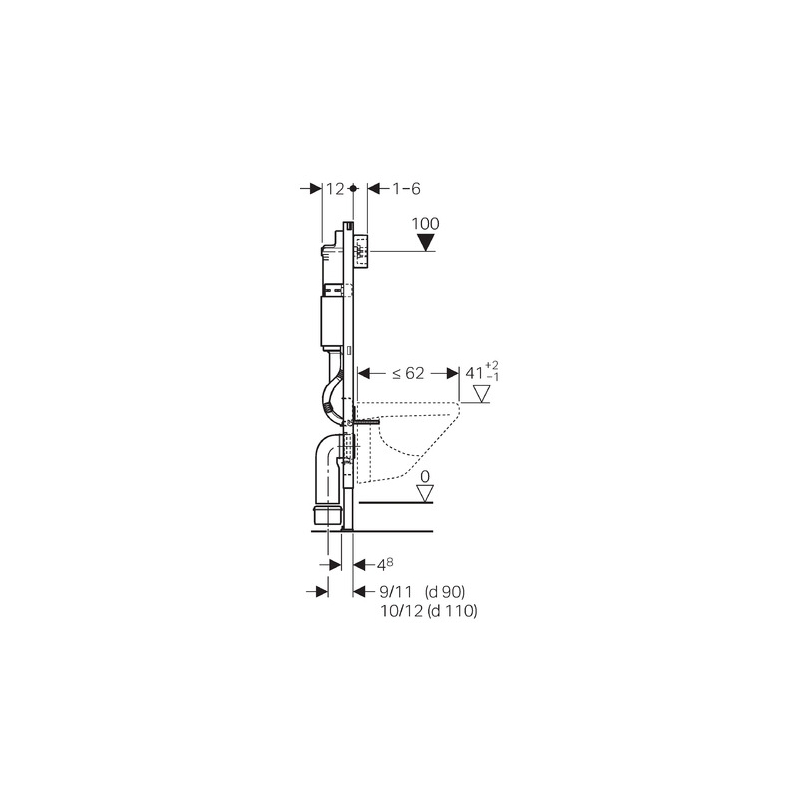 BÂTI SUPPORT GEBERIT PACK CITERNE ENCASTRÉE ET BOUTON DELTA 01 BLANC AVEC LE TOILETTE SUSPENDU ROUND SMART 52CM TOR 3 AVEC SIÈGE FIN - 7
