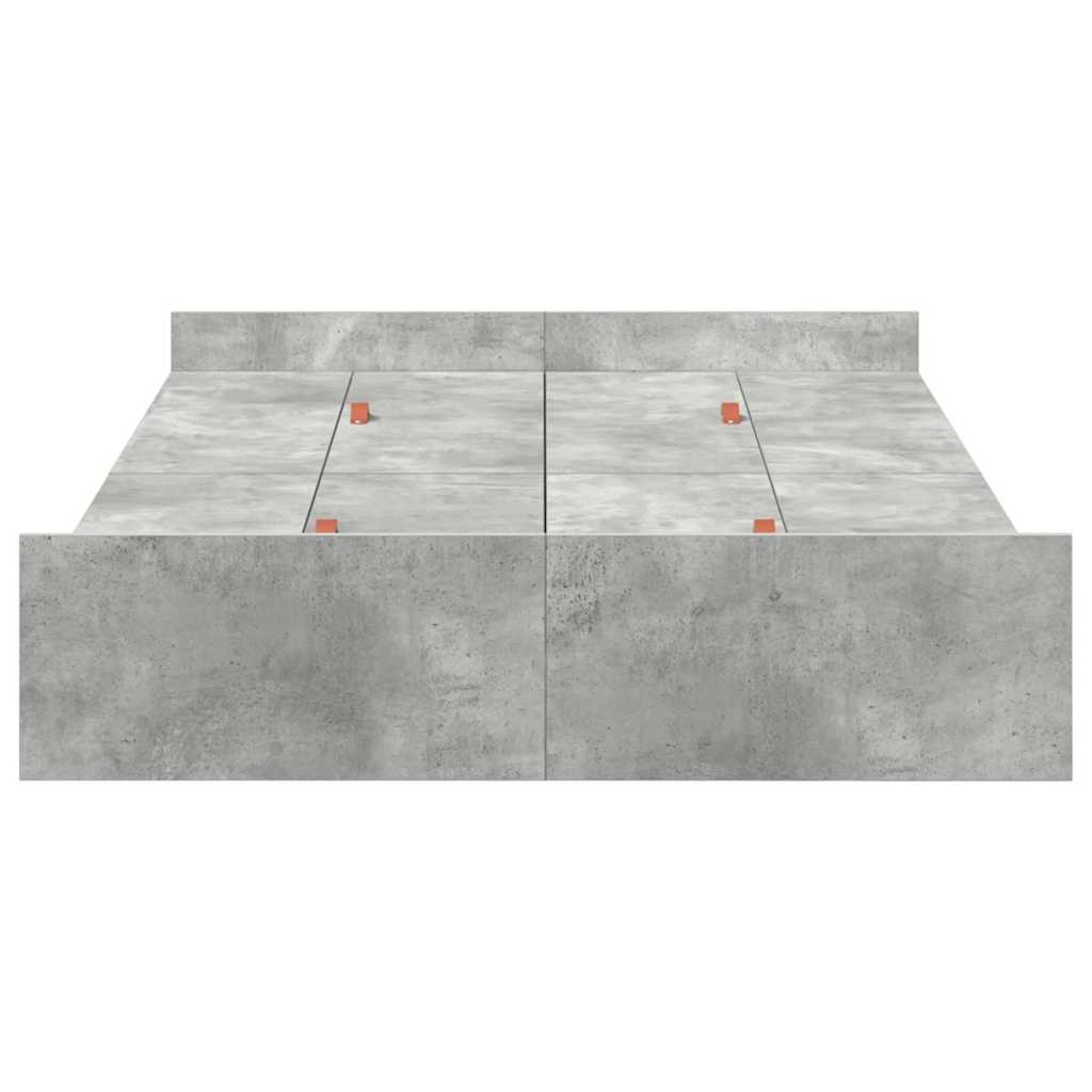 Cadre de lit avec rangement et tiroir gris béton, pour la chambre, 120 × 190 cm - 6