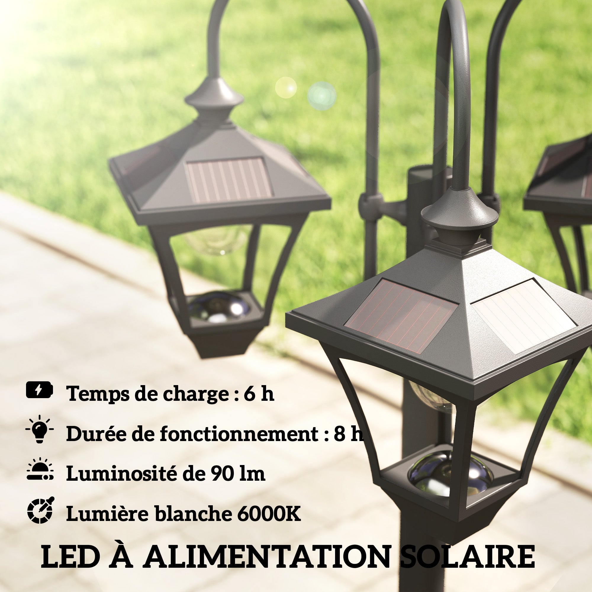 Lampadaire extérieur abs Outsunny - 4