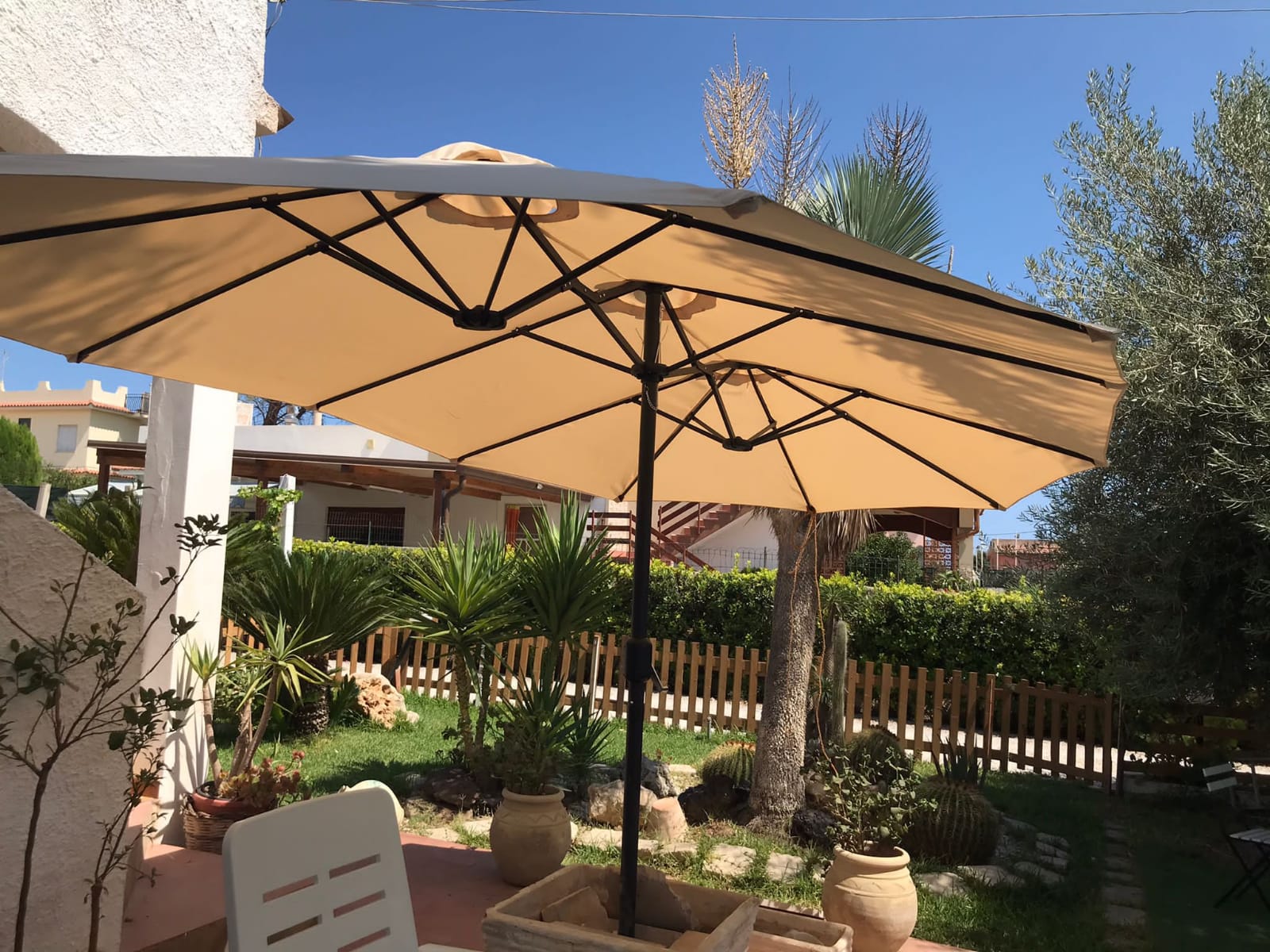 Ombrellone doppio da giardino in alluminio 460x270xH240 cm Alu Twin Beige - 3