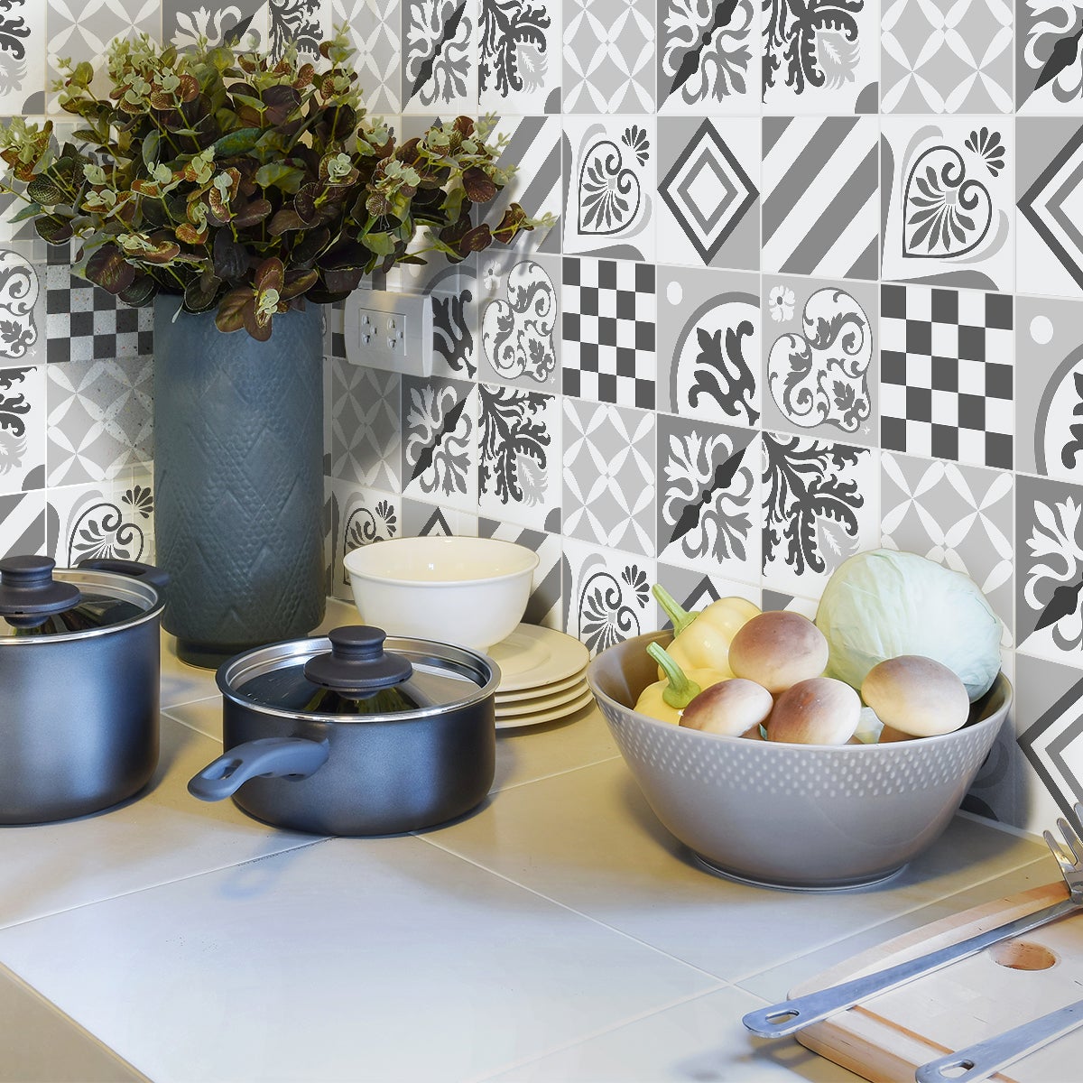 9 adesivi piastrelle di cemento azulejos ranlidla - Sticker adesivo - adesivi murali - 9stickers20x20cm - 5