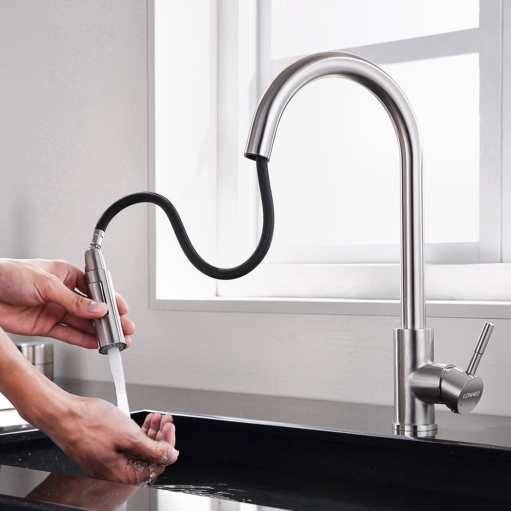 Robinet de Cuisine avec Douchette Extractible Mitigeur de Cuisine avec 2 Types de Jet D'eau Robinet d'évier en Inox Brossé - 2