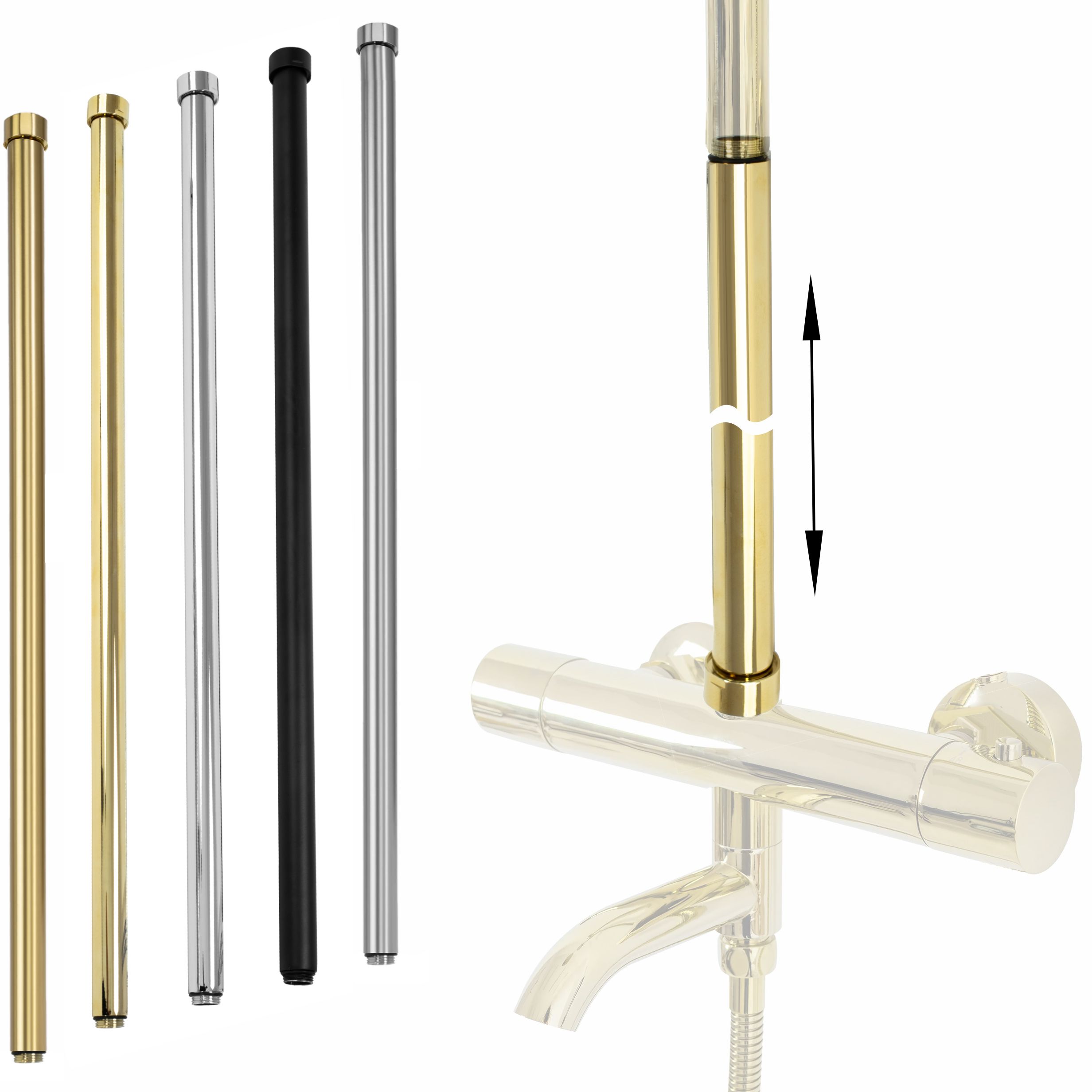 Rallonge Pour Kit De Bain-Douche Rea 60cm Brushed Gold - 2,2x2,2x61,5cm - 3