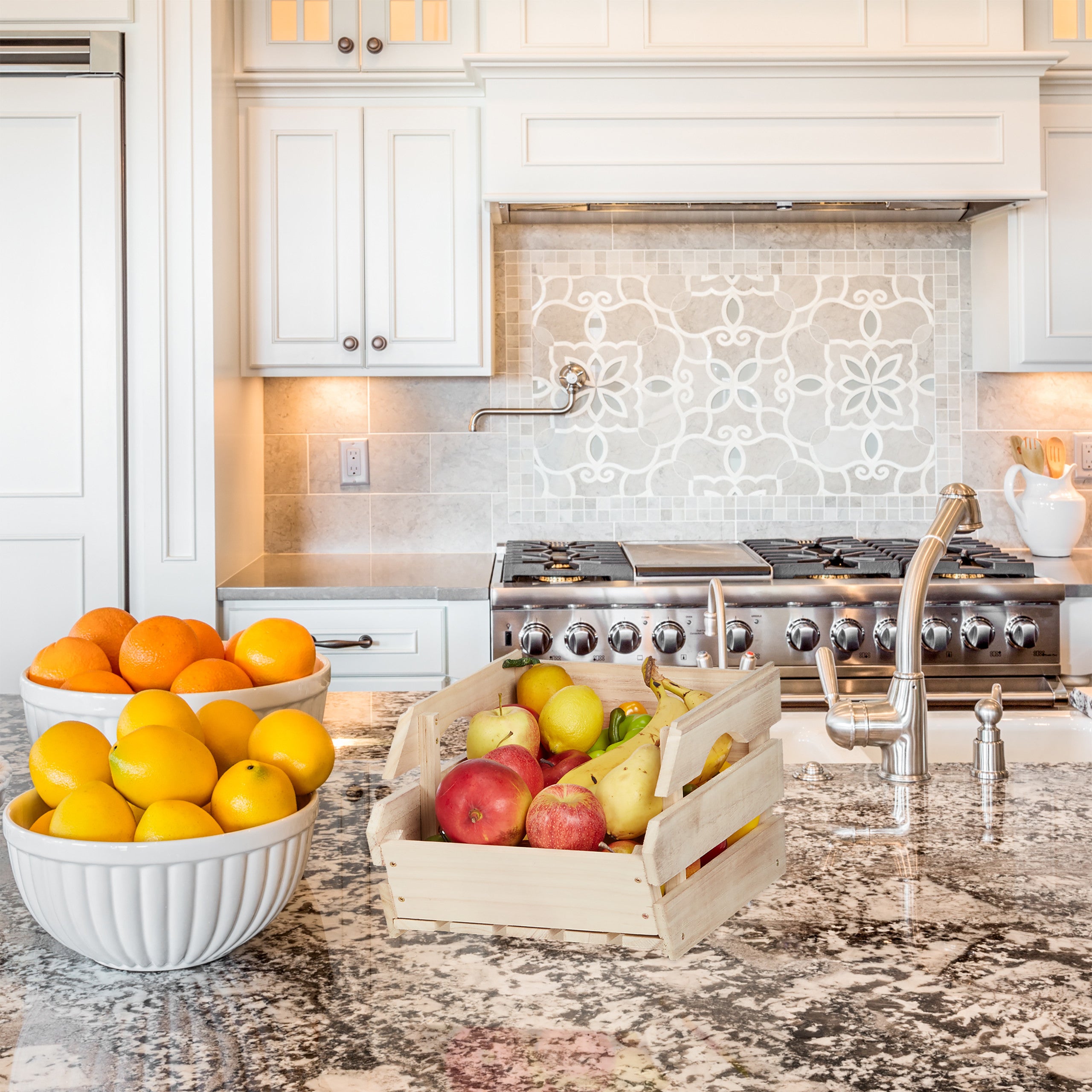 Cagette en bois empilable boîte rangement nature lot de 3 caisses HxlxP: 20 x 27,5 x 38 cm, nature, Relaxdays - 5