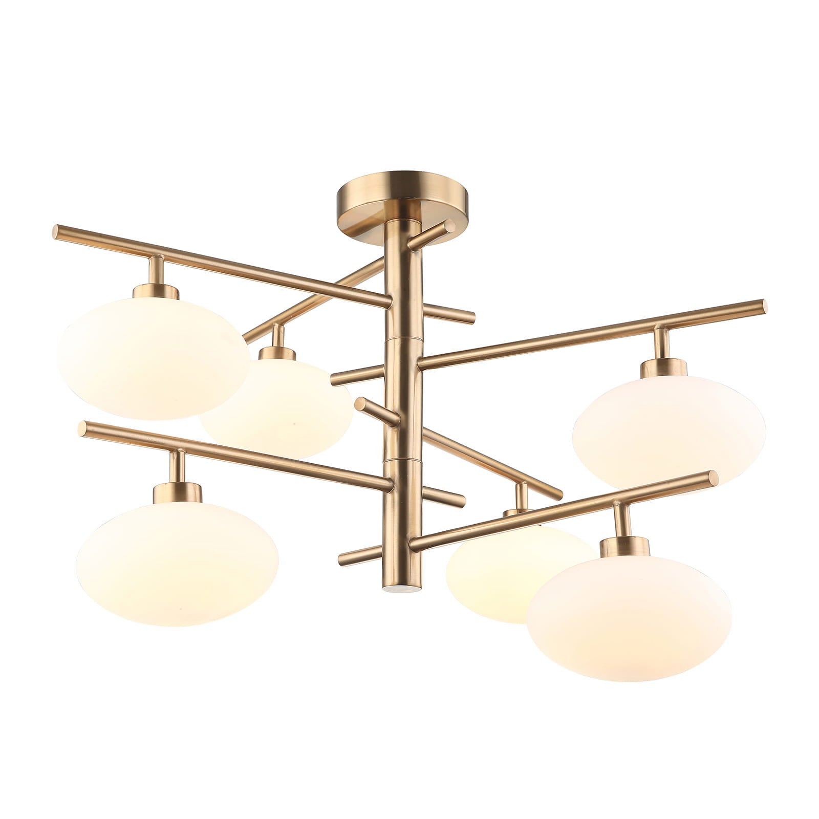 Lampa wisząca Fiorenzo mosiężno-biała 6xG9x25W nowoczesny wym: 42 x 60 x 60 cm szkło Italux