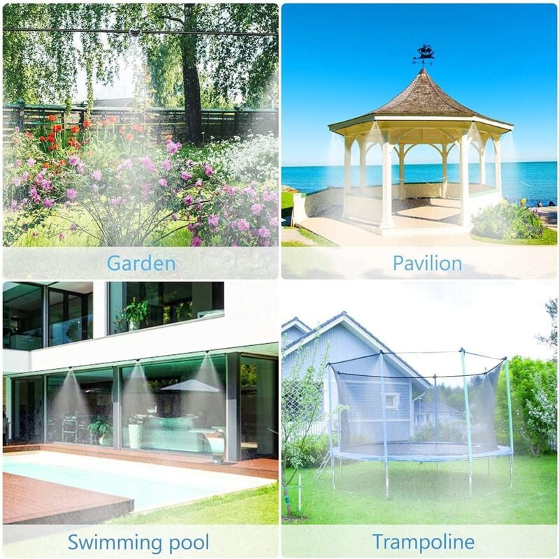 Brumisateur de Terrasse, 20M 20Buse Système de Brumisation Brumisateur Jardin Refroidissement avec Tuyau Durable et Buses Amovibles - 4