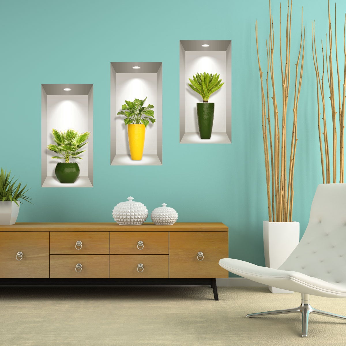 Adesivo 3D plants palm leaves - Sticker adesivo - adesivi murali - 60x90cm - 3