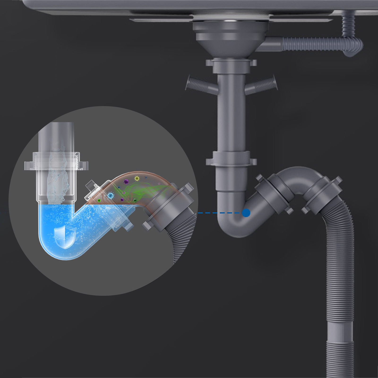 Auralum max Évier 1 Bac 68×48x21CM Évier Inox Noir avec Vasque + Distributeur de Savon - Évier à Encastrer/A poser - 9