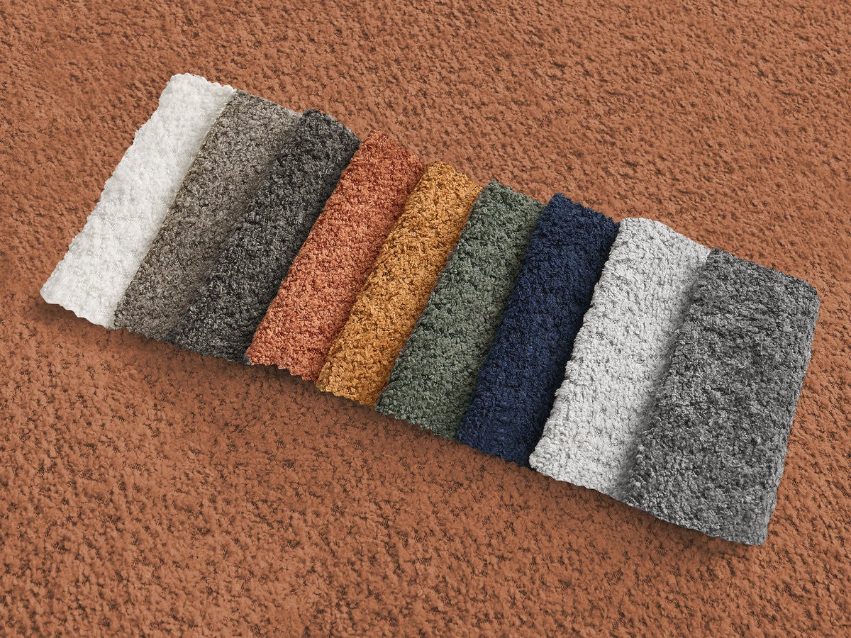 Canapé d'angle fixe modulable AZRA tissu bouclette BOBOCHIC 4 places ...