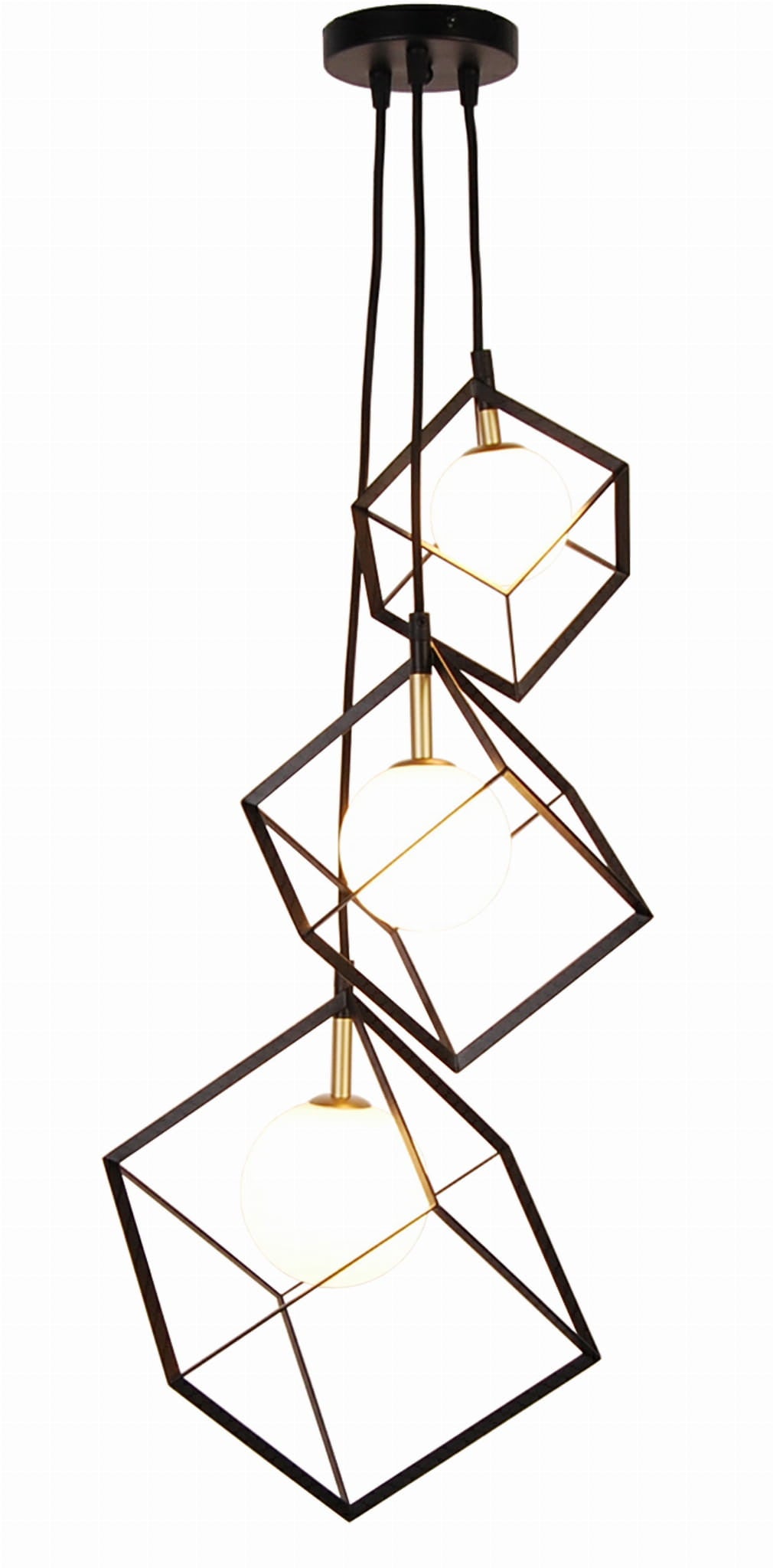 Lampa sufitowa wisząca Weert czarno-złota-biała 3xG9x28W wym: 120 x 20 x 28 cm szkło Candellux