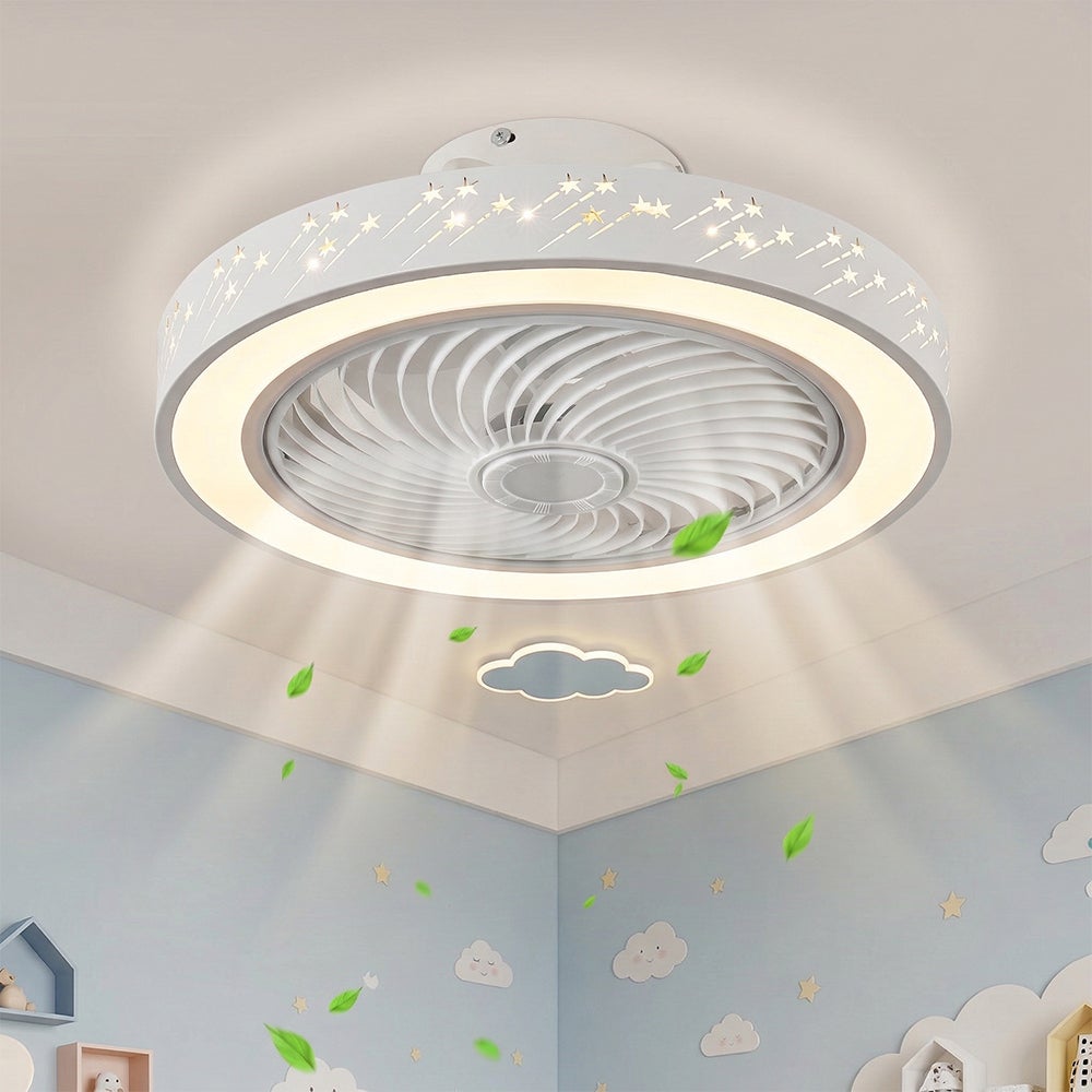 Wentylator sufitowy z lampą LED 46cm Cichy Silnik DC Pilot APP 6 Biegów Ściemnialny Timer Tryb Lato/Zima Nowoczesny Plafon do Sypialni Salonu