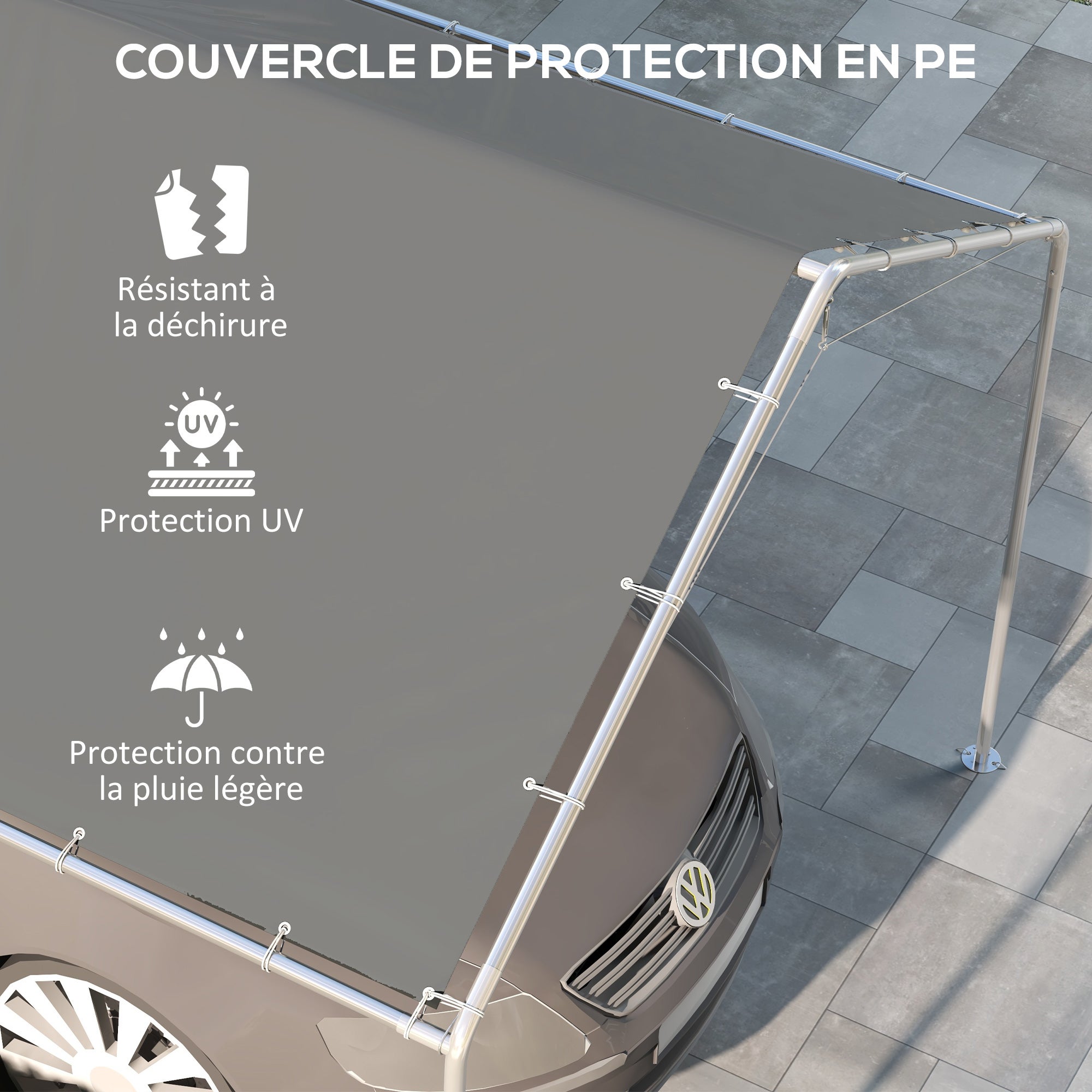 Toile de remplacement pour carport PE Outsunny - 6