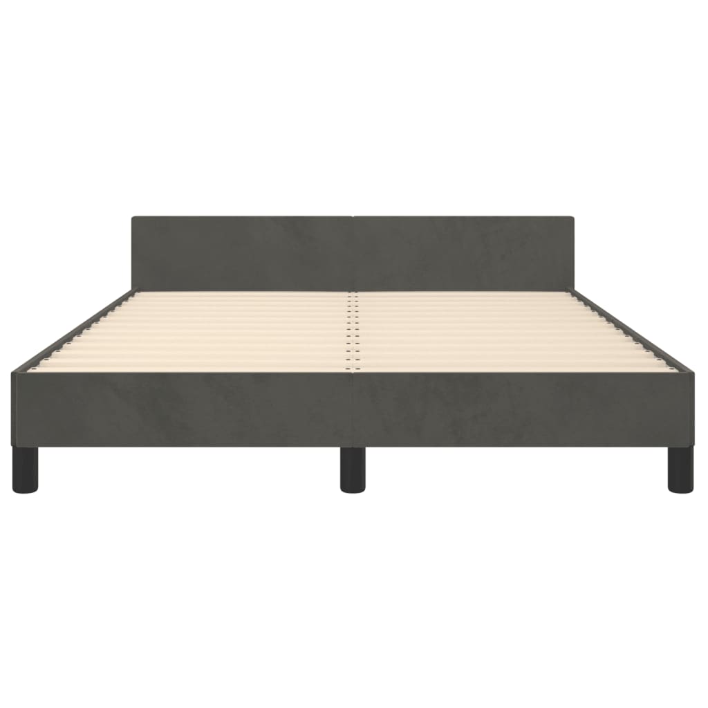 Cadre de lit sans matelas gris foncé 140 x 200 cm velours - 6