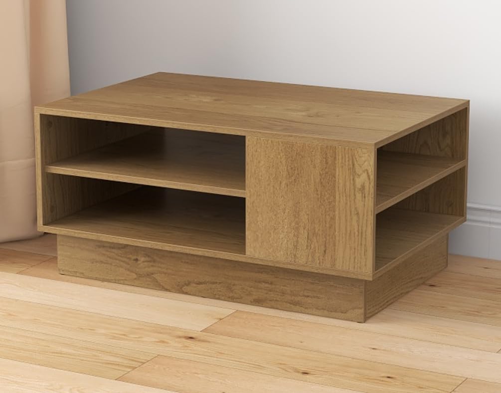 Nowoczesny Stolik Kawowy z Otwartymi Półkami, Prostokątny, do Salonu, Biura, Nośność 60+20 kg, 86 × 56 × 41 cm (Naturalny)