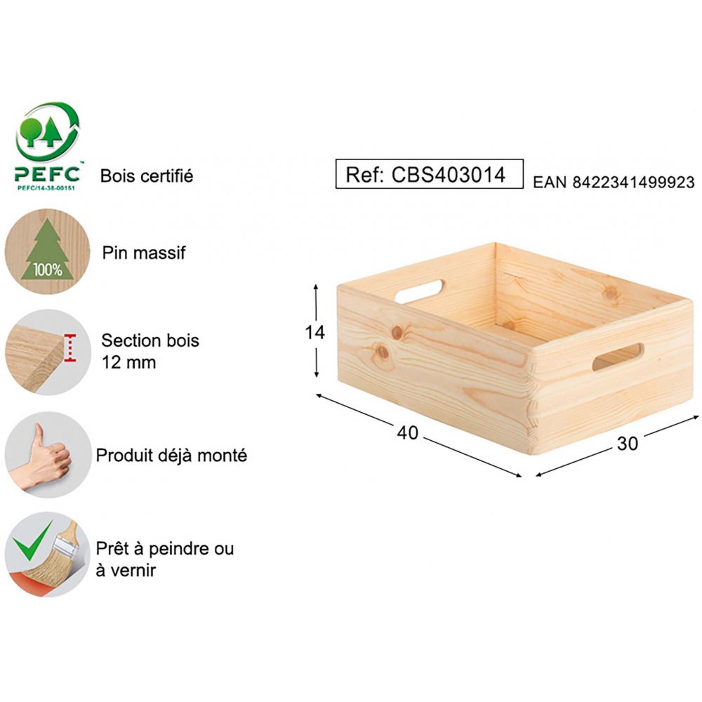CAISSE EMPILABLE PIN 14X40X30CM ASTIGARRAGA - CBS403014 - 7
