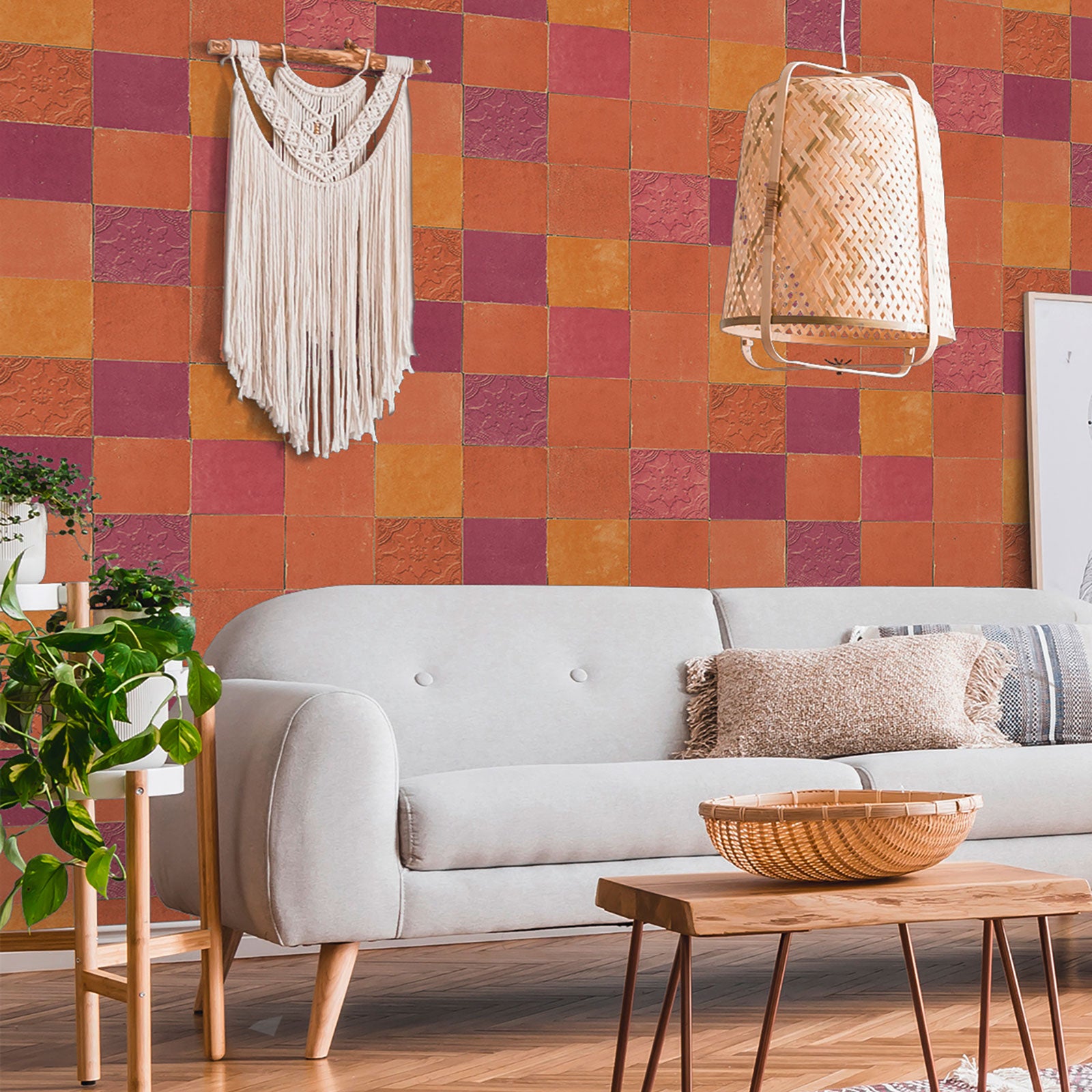 Papier peint Trompe l'oeil Orange New Walls A.S. Création | Leroy Merlin