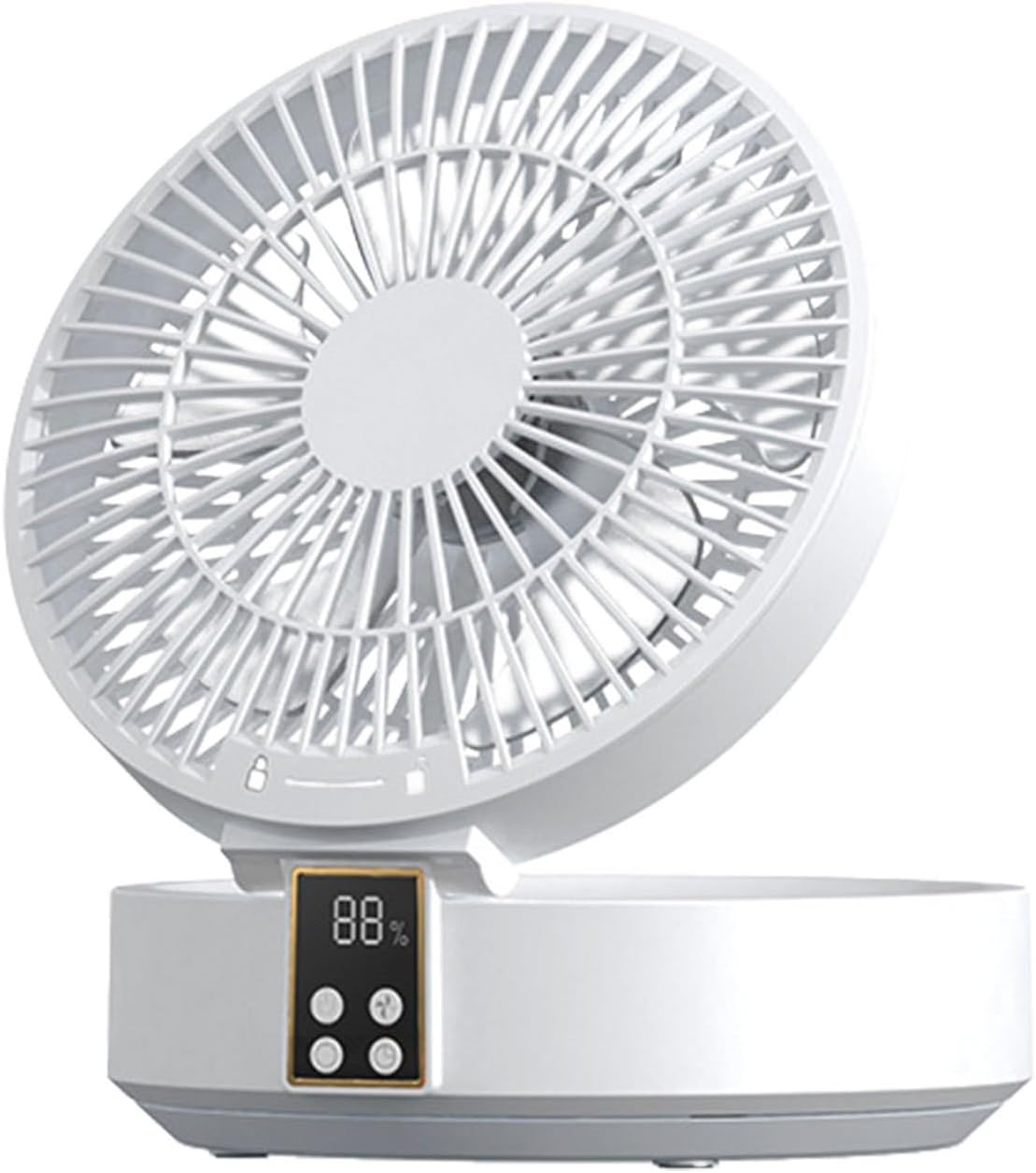 Przenośny, składany wentylator biurkowy z pilotem, 3 prędkości, do sypialni, akademika, biura, biały