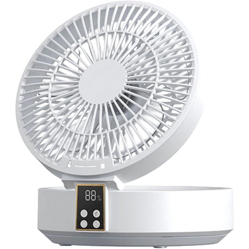 Przenośny, składany wentylator biurkowy z pilotem, 3 prędkości, do sypialni, akademika, biura, biały