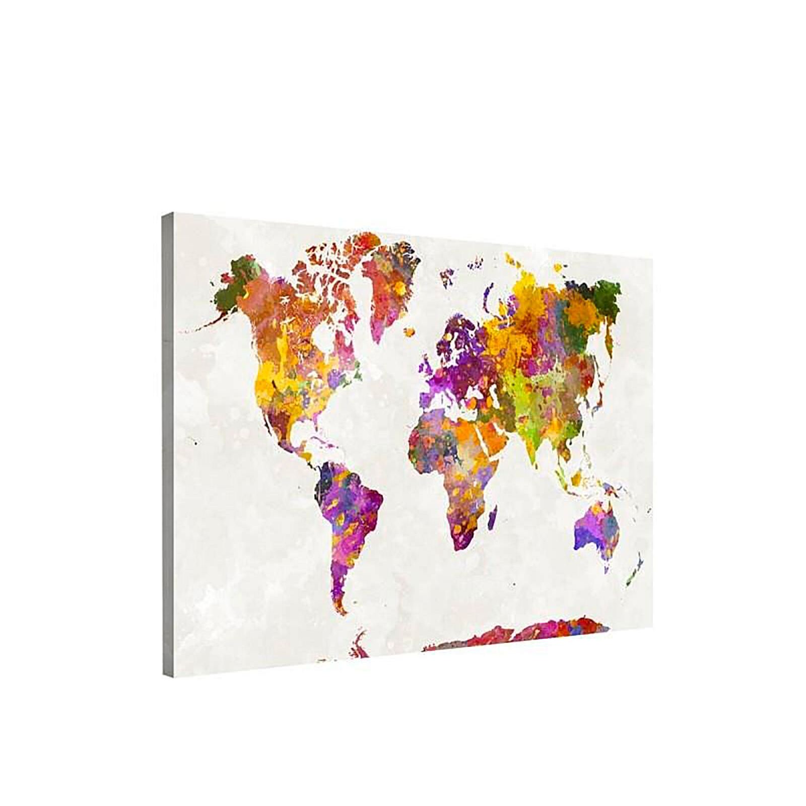 Tableau carte du monde avec des taches de couleur - 50 x 40 cm - 2