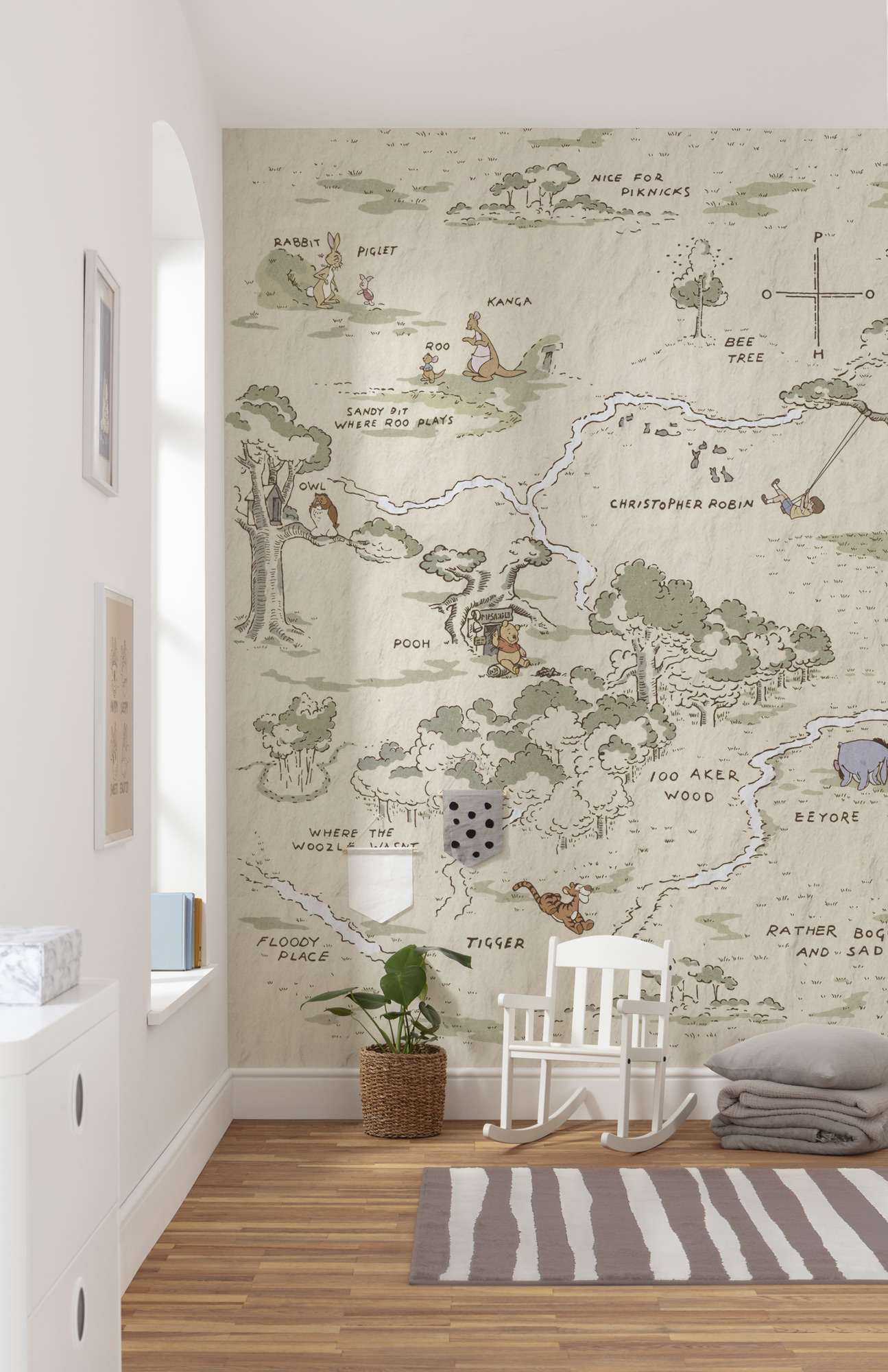 Papel pintado no tejido panorámico de komar - disney winnie the pooh map - talla: 200 x 240 cm