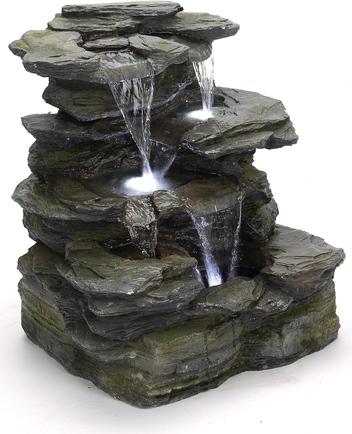 Fontaine Greifensteine Fontaine de jardin à l'aspect de pierre naturelle avec éclairage LED - 3
